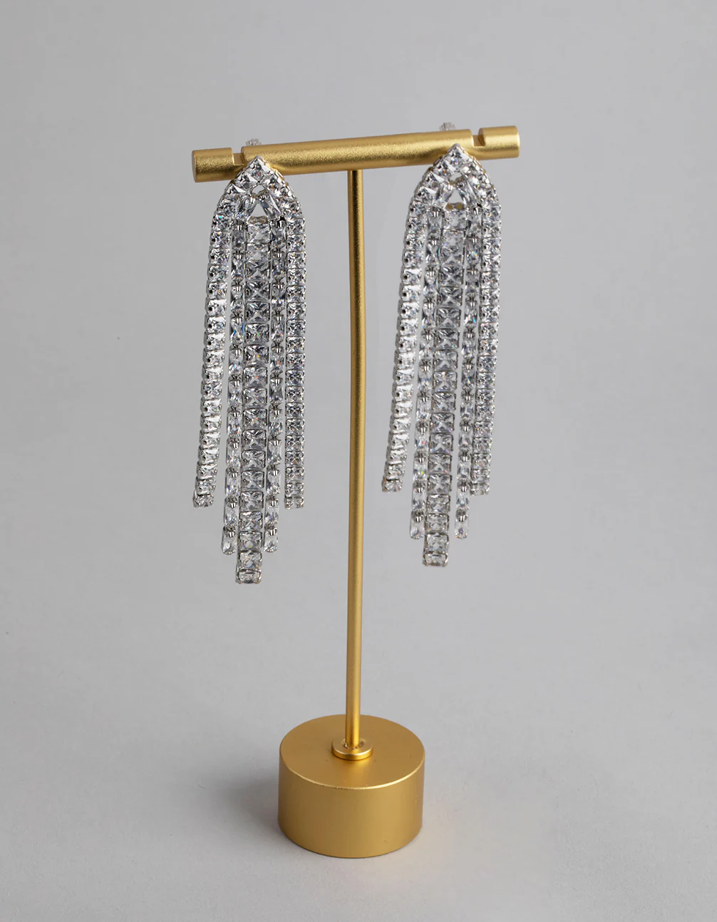 Silver Cup Chain Drop Earrings - Image 2