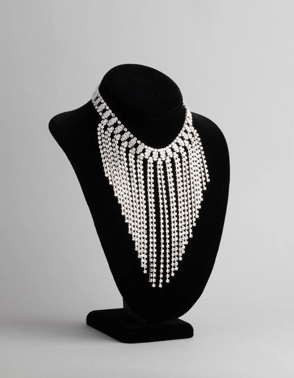 Silver Cubic Zirconia Short Curtain Choker - Image 2