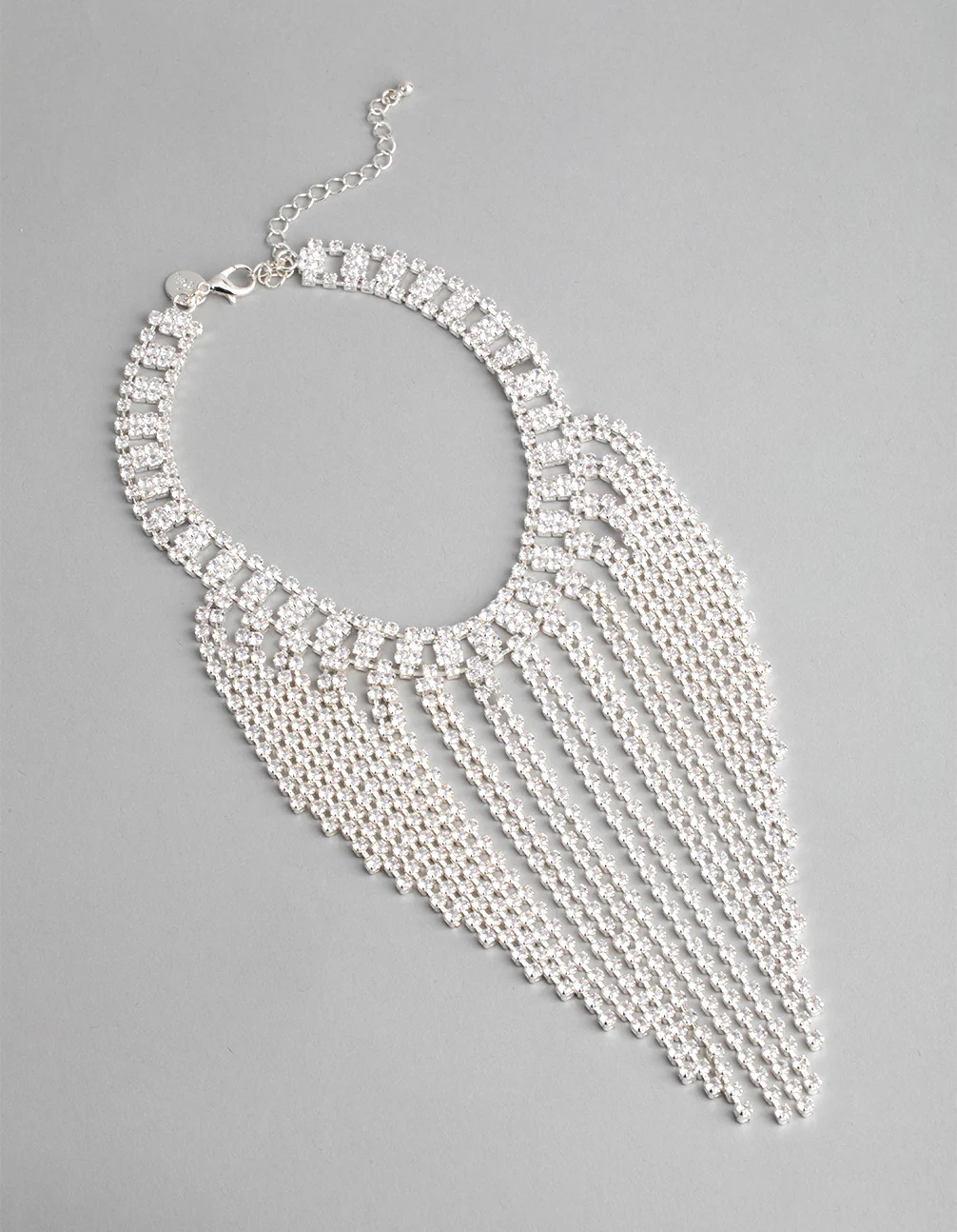 Silver Cubic Zirconia Short Curtain Choker - Image 4