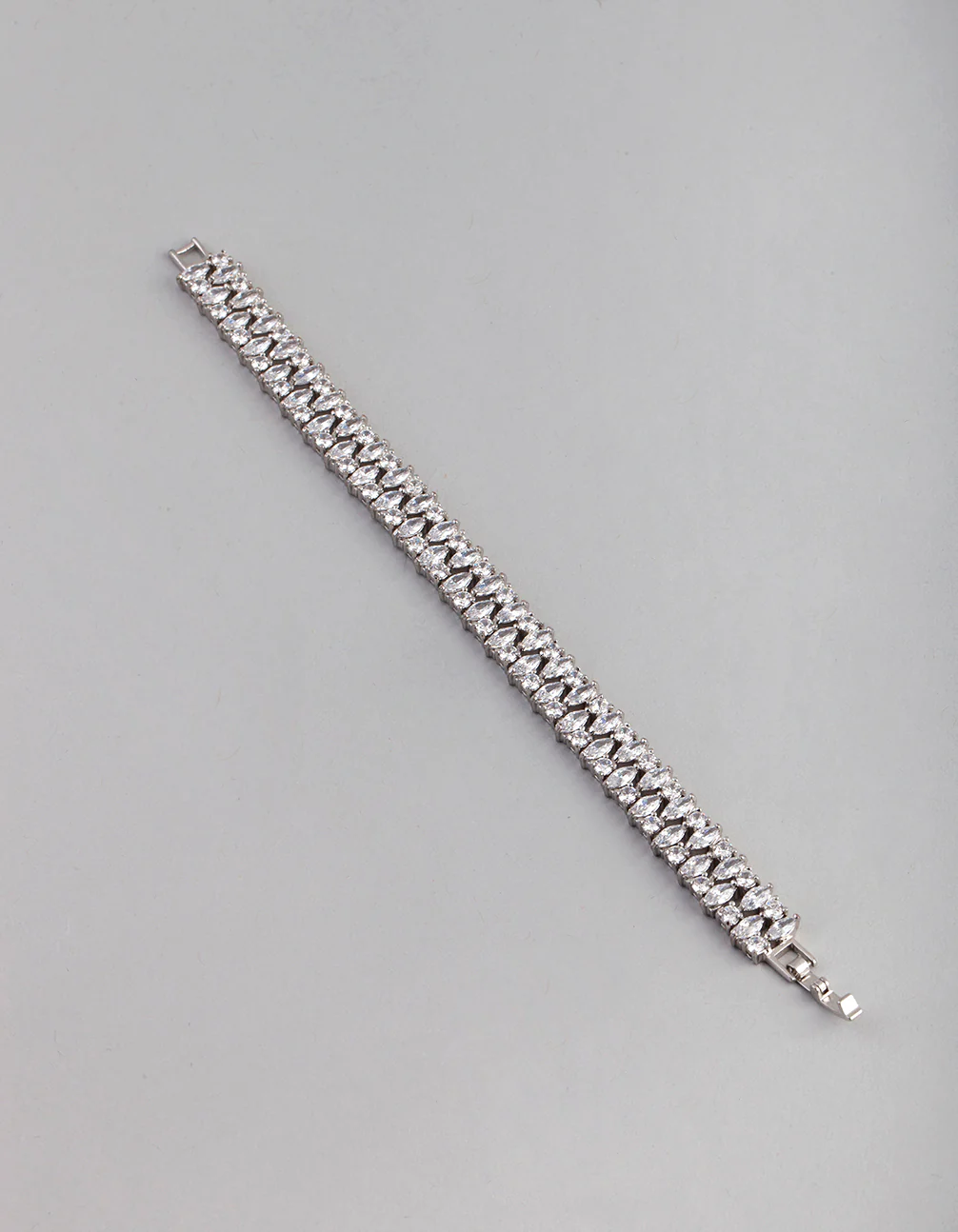 Silver Cubic Zirconia Oval Bracelet - Image 3
