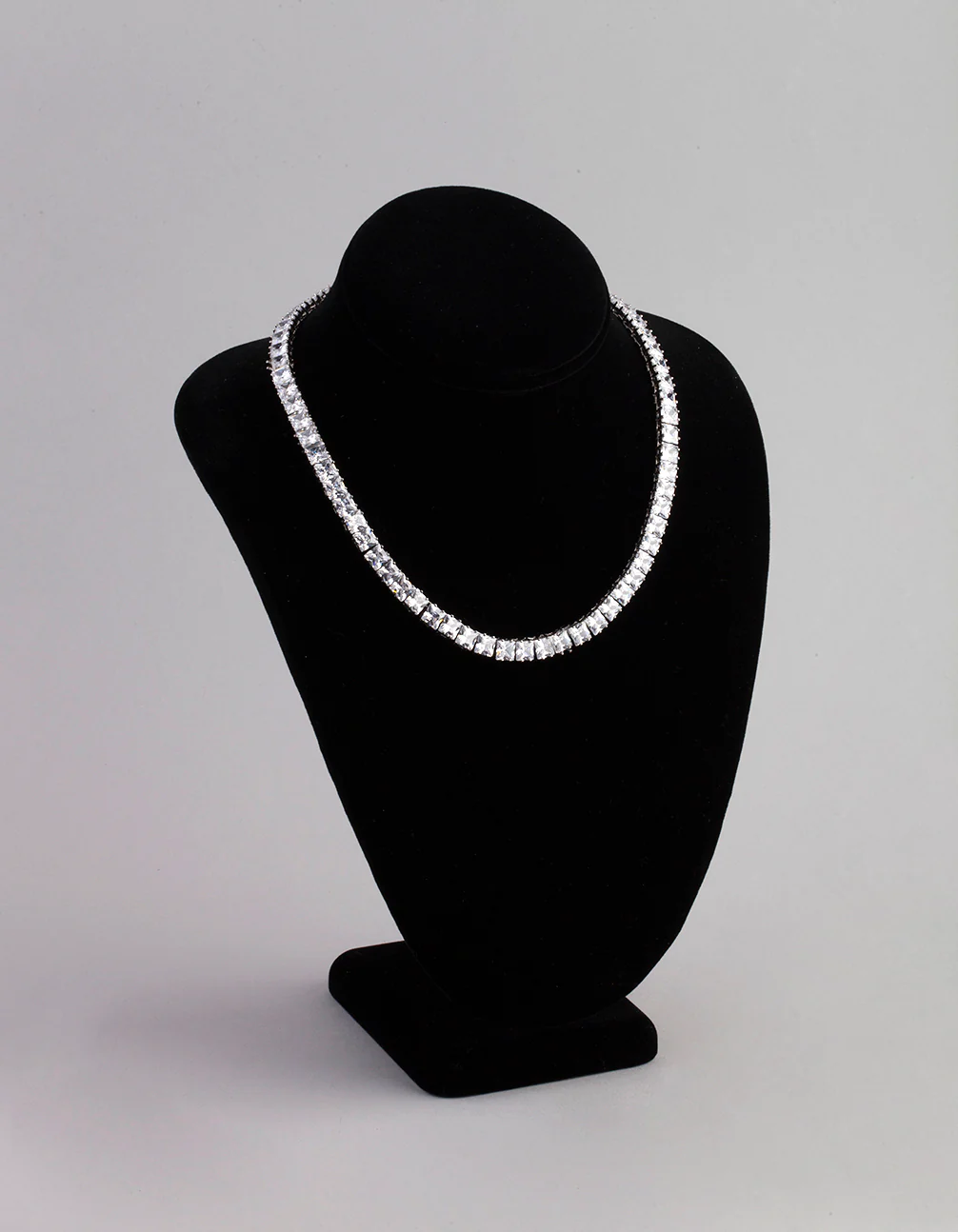 Silver Cubic Zirconia Statement Square Necklace - Image 2