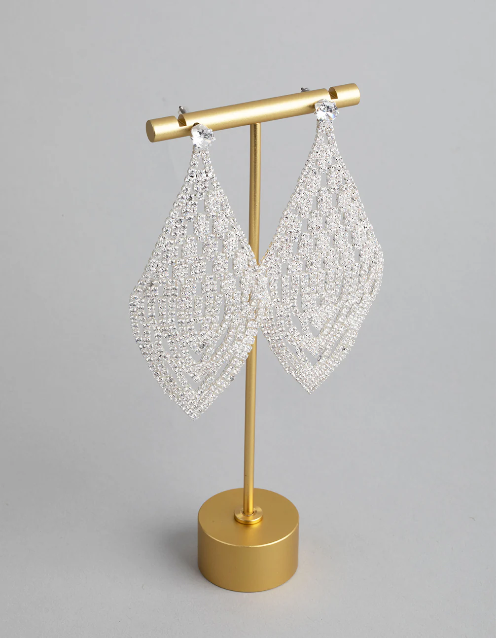 Silver Cubic Zirconia Tetris Chandelier Earrings - Image 2