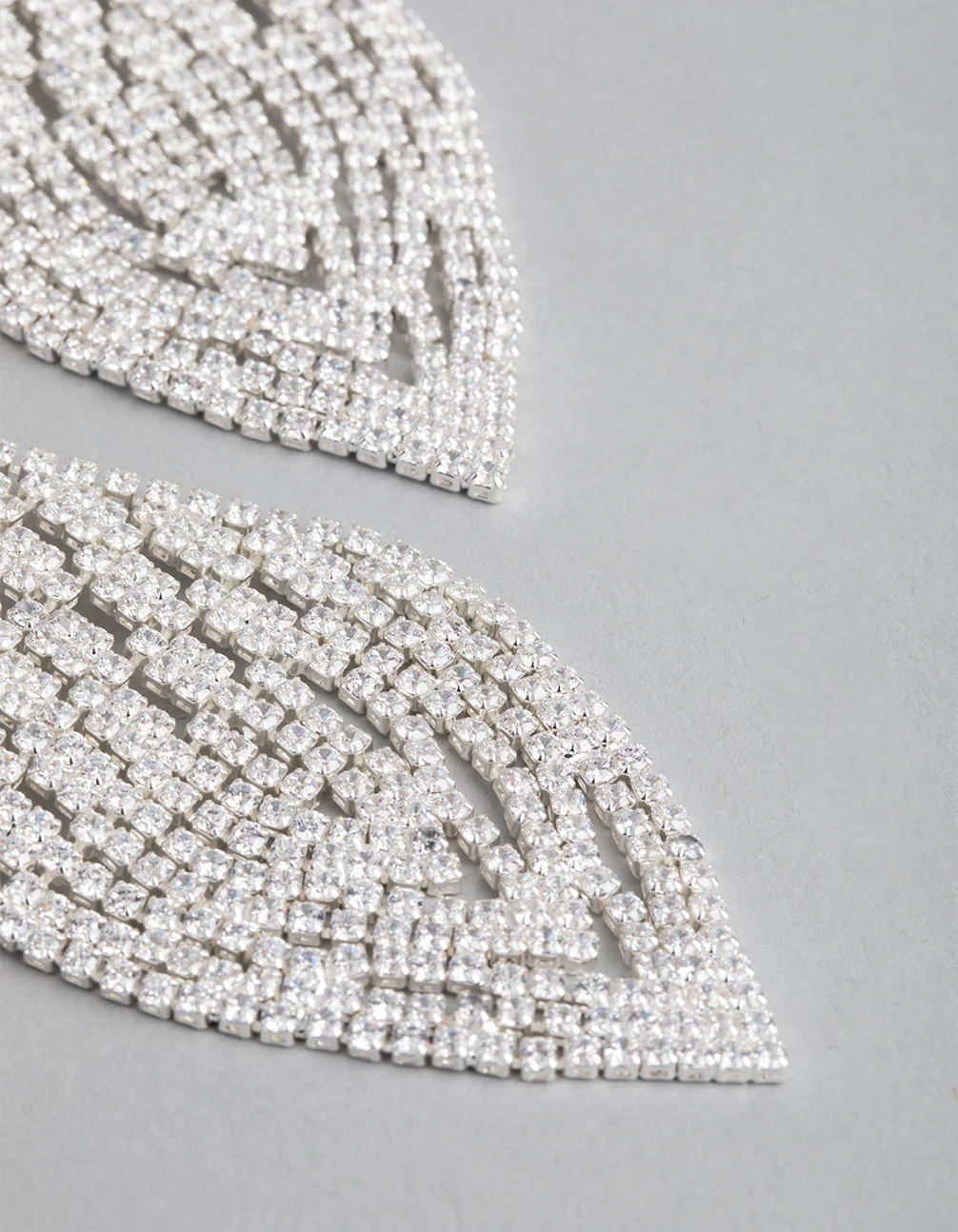 Silver Cubic Zirconia Tetris Chandelier Earrings - Image 3