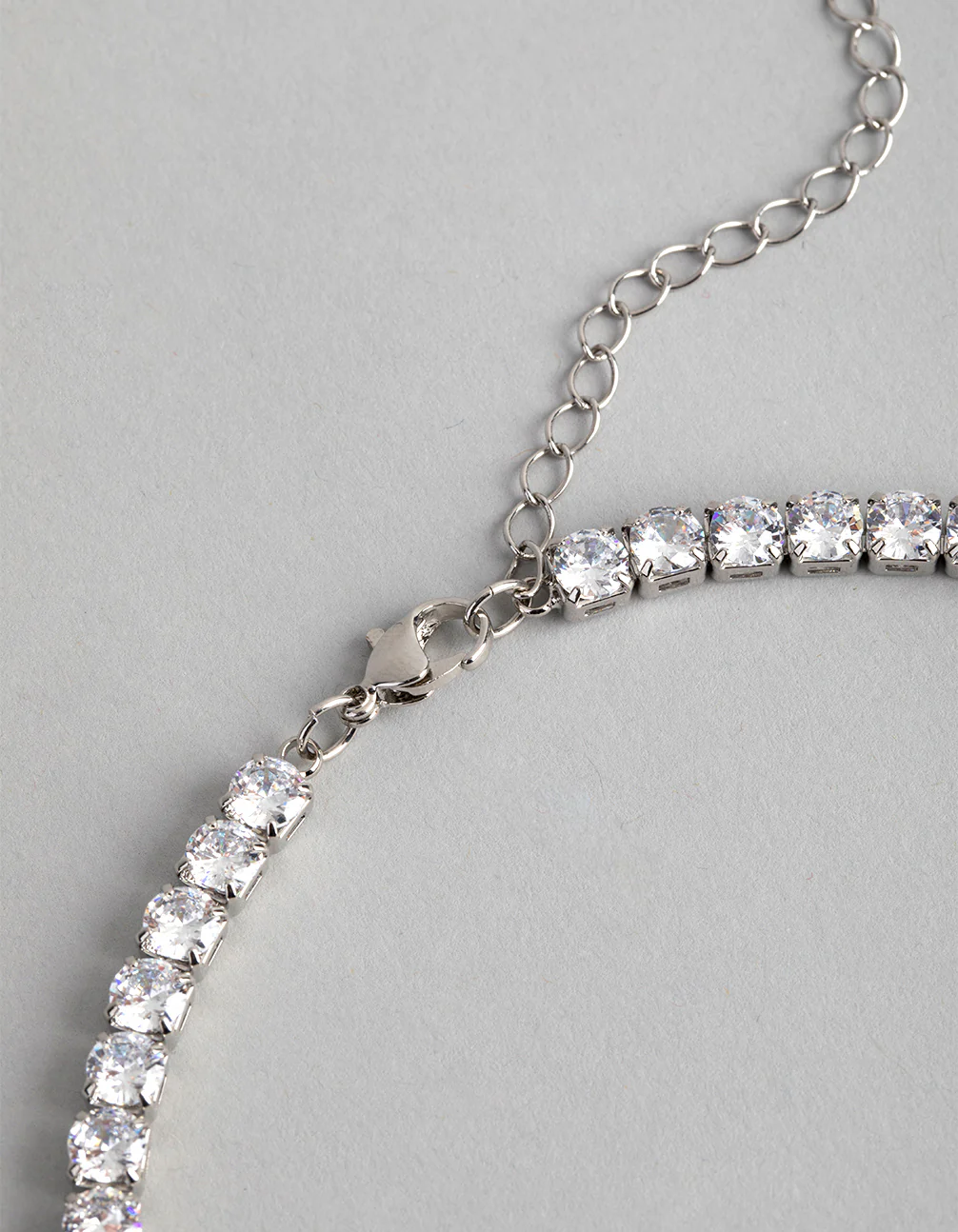 Silver Cubic Zirconia Layered Statement Necklace - Image 3