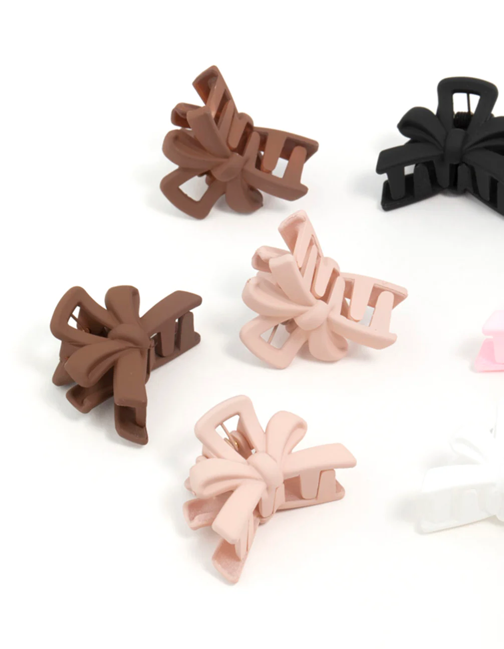 Matte Neutral Min Bow Claw Clips 10-Pack - Image 2