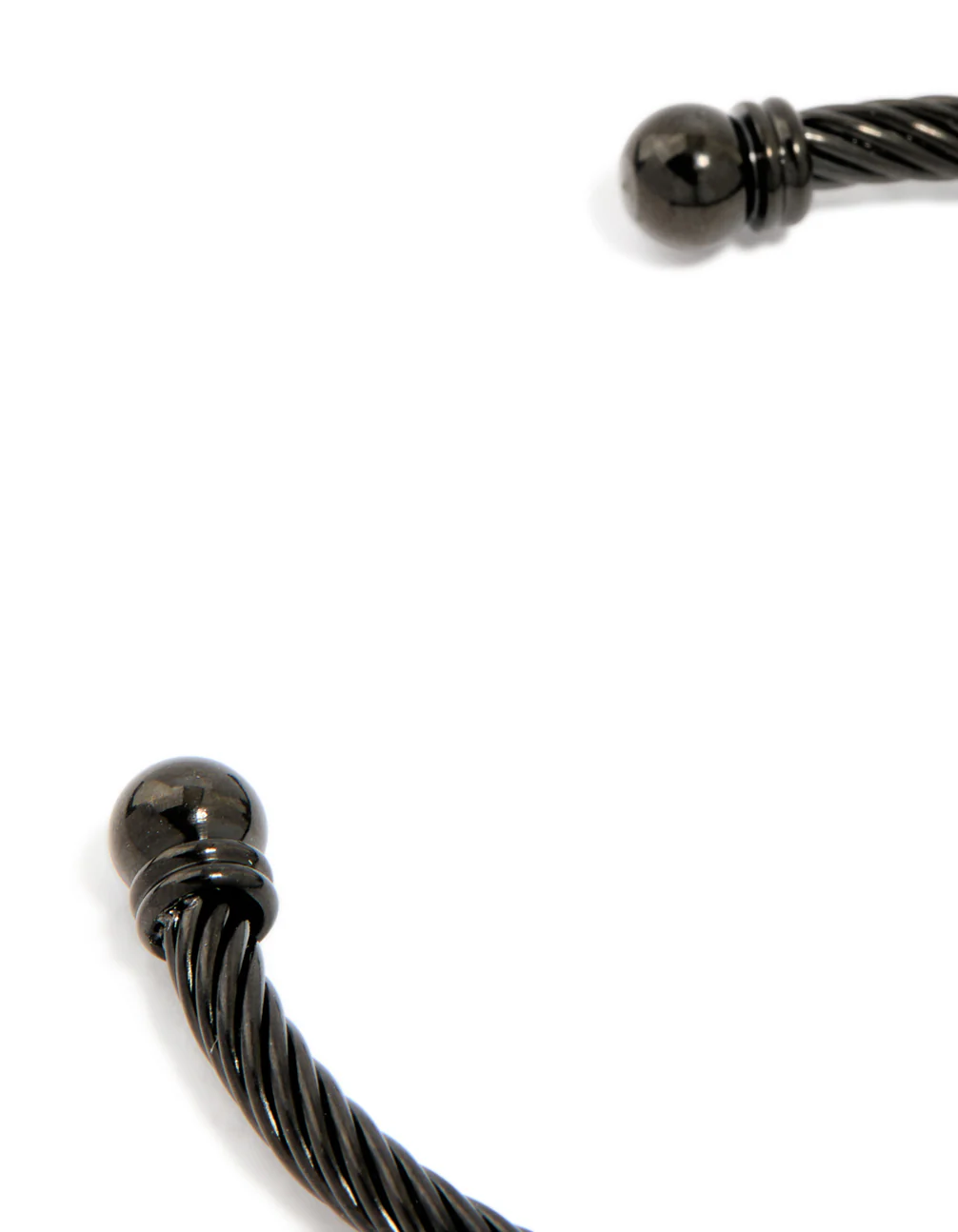 Mens Waterproof Black Stainless Steel Wire Twisted Wrist Cuff - Image 5