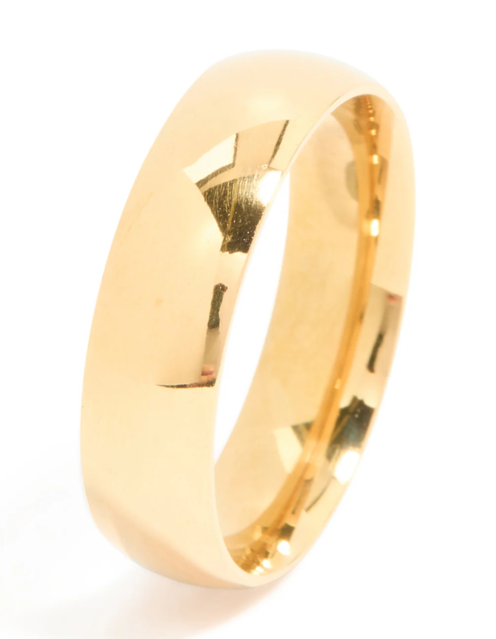 Mens Waterproof Gold Plated Stainless Steel Smooth Cigar Band Ring - Image 4