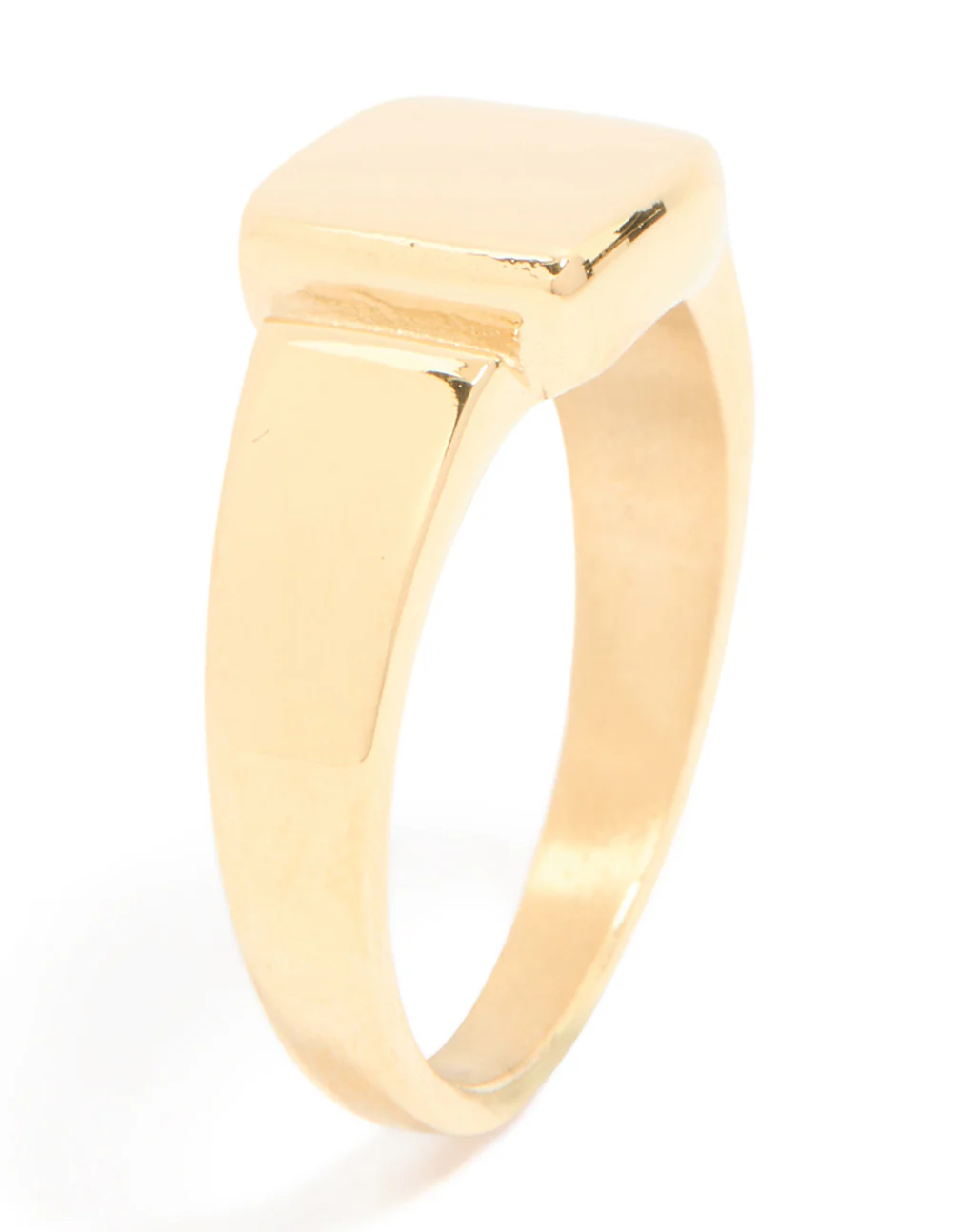 Mens Waterproof Gold Plated Stainless Steel Square Signet Ring - Image 4