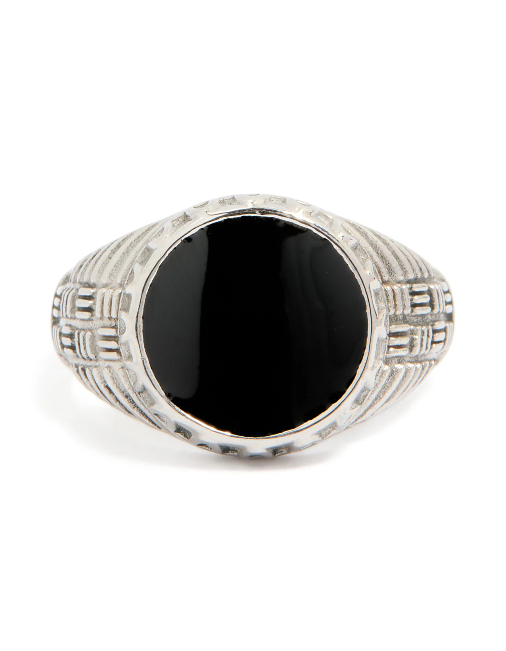 Mens Waterproof Stainless Steel Black Enamel Signet Ring - Image 5