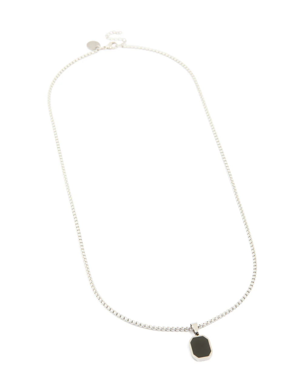 Mens Waterproof Stainless Steel Black Enamel Tag Pendant Necklace - Image 2