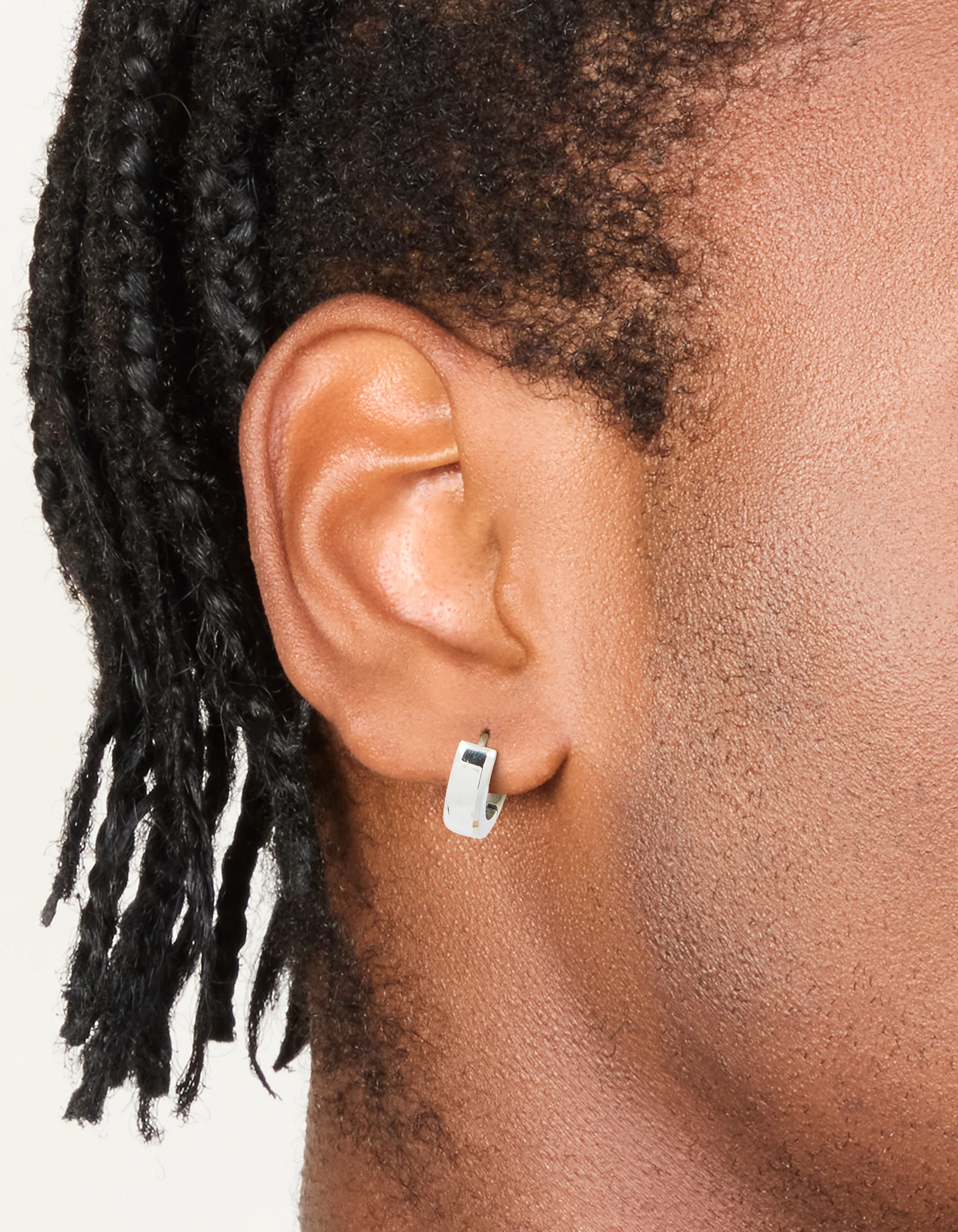 Mens Waterproof Stainless Steel Brushed Huggie Earrings - Image 2