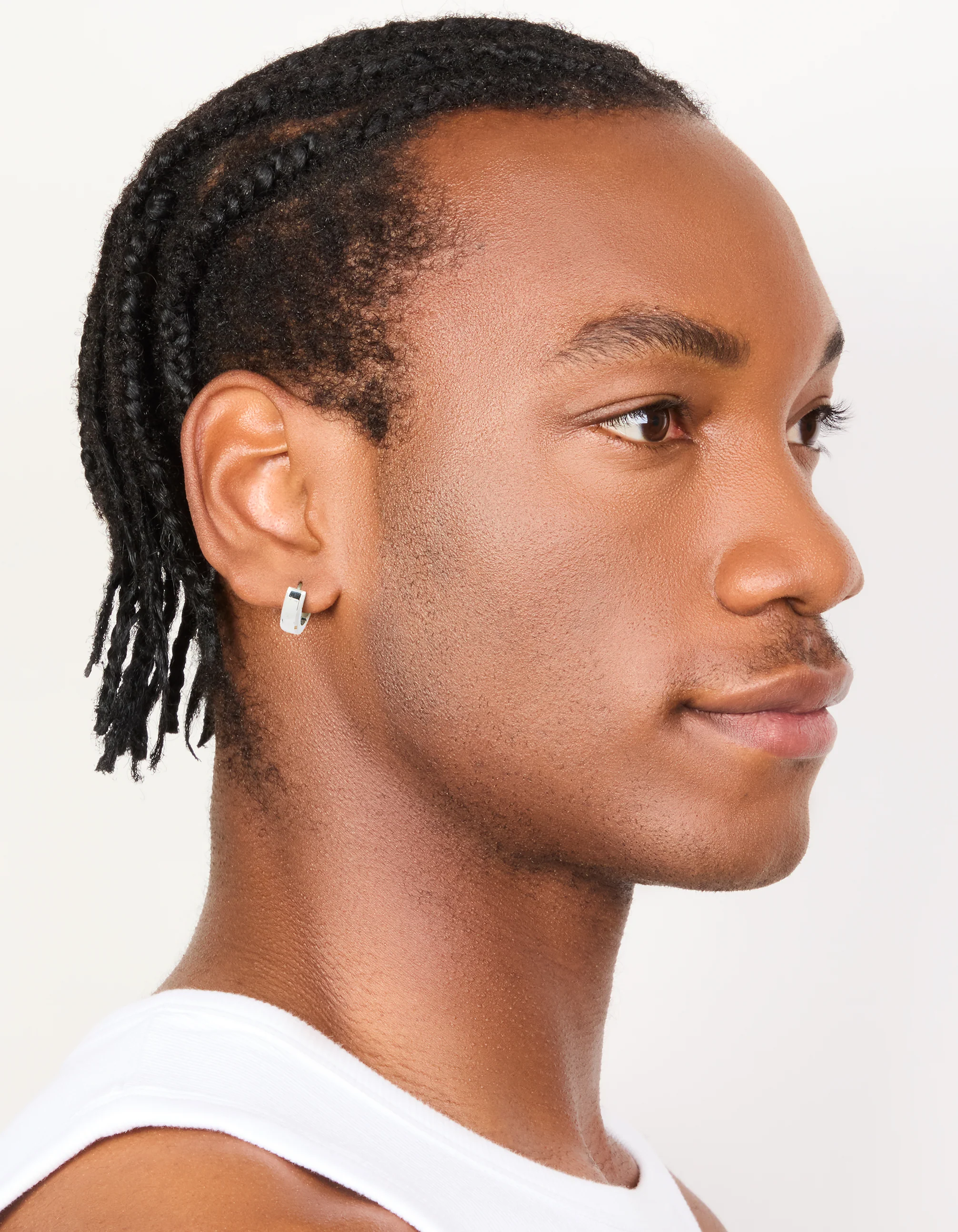 Mens Waterproof Stainless Steel Brushed Huggie Earrings - Image 3