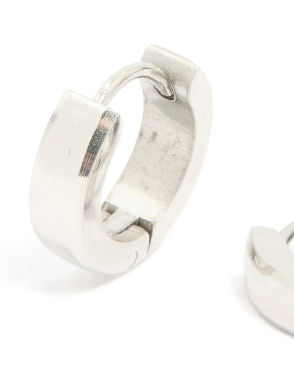 Mens Waterproof Stainless Steel Brushed Huggie Earrings - Image 4