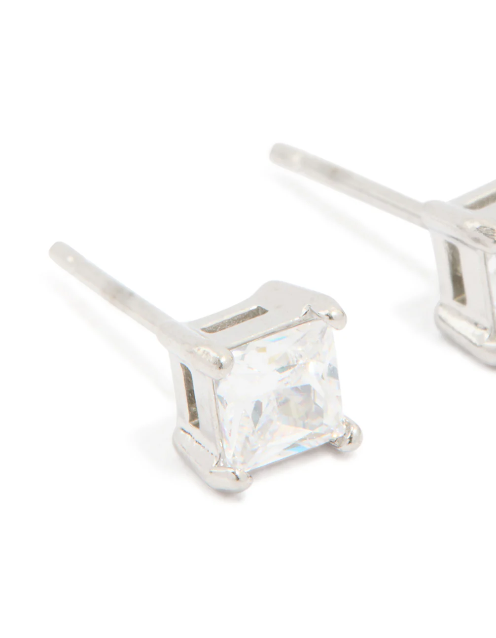 Mens Waterproof Stainless Steel Cubic Zirconia Small Square Stud Earrings - Image 4
