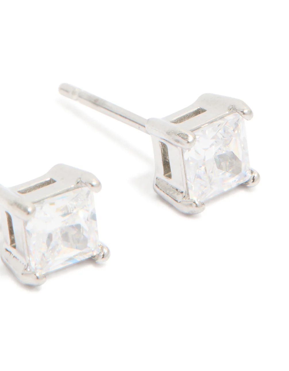 Mens Waterproof Stainless Steel Cubic Zirconia Small Square Stud Earrings - Image 5