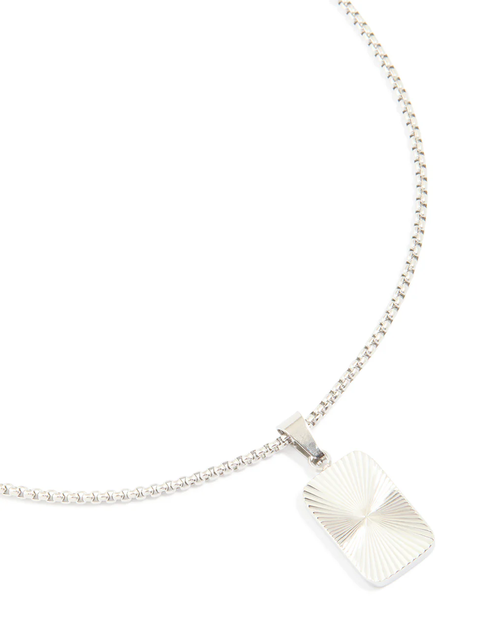Mens Waterproof Stainless Steel Detail Tag Pendant Necklace