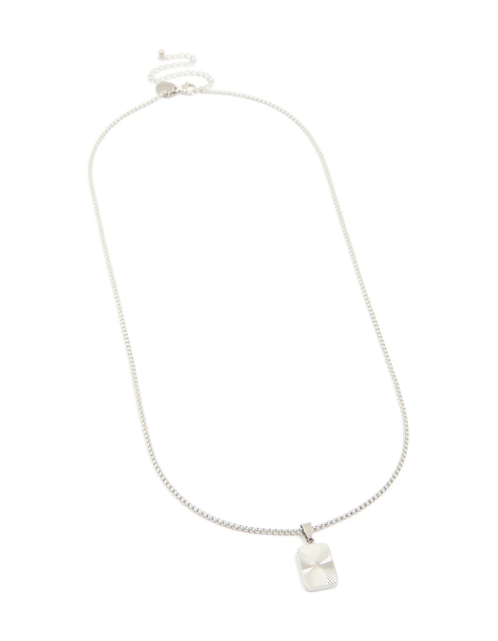 Mens Waterproof Stainless Steel Detail Tag Pendant Necklace - Image 2