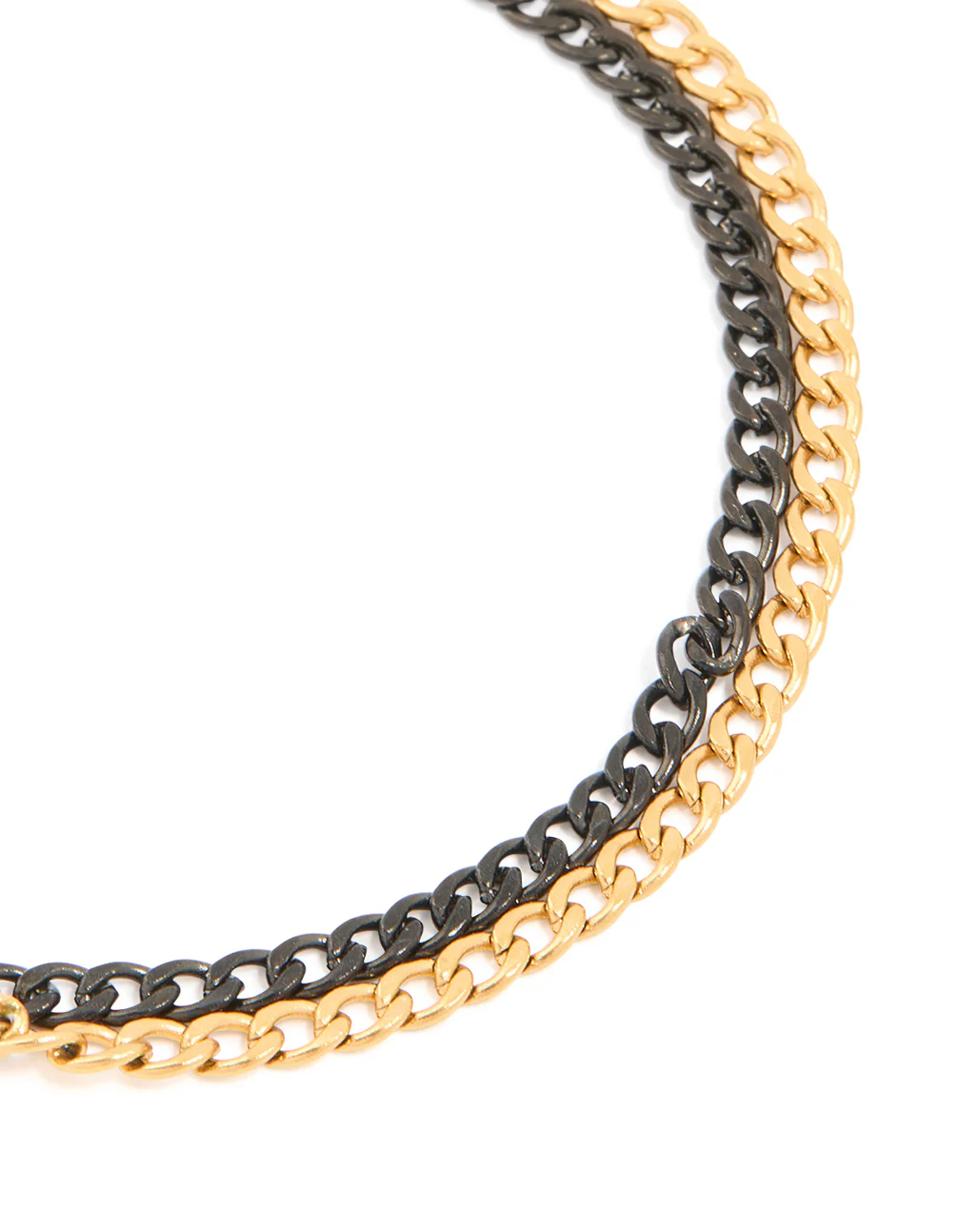 Mens Waterproof Gold Plated Stainless Steel & Black Coated Metal Double Chain Bracelet - Image 4
