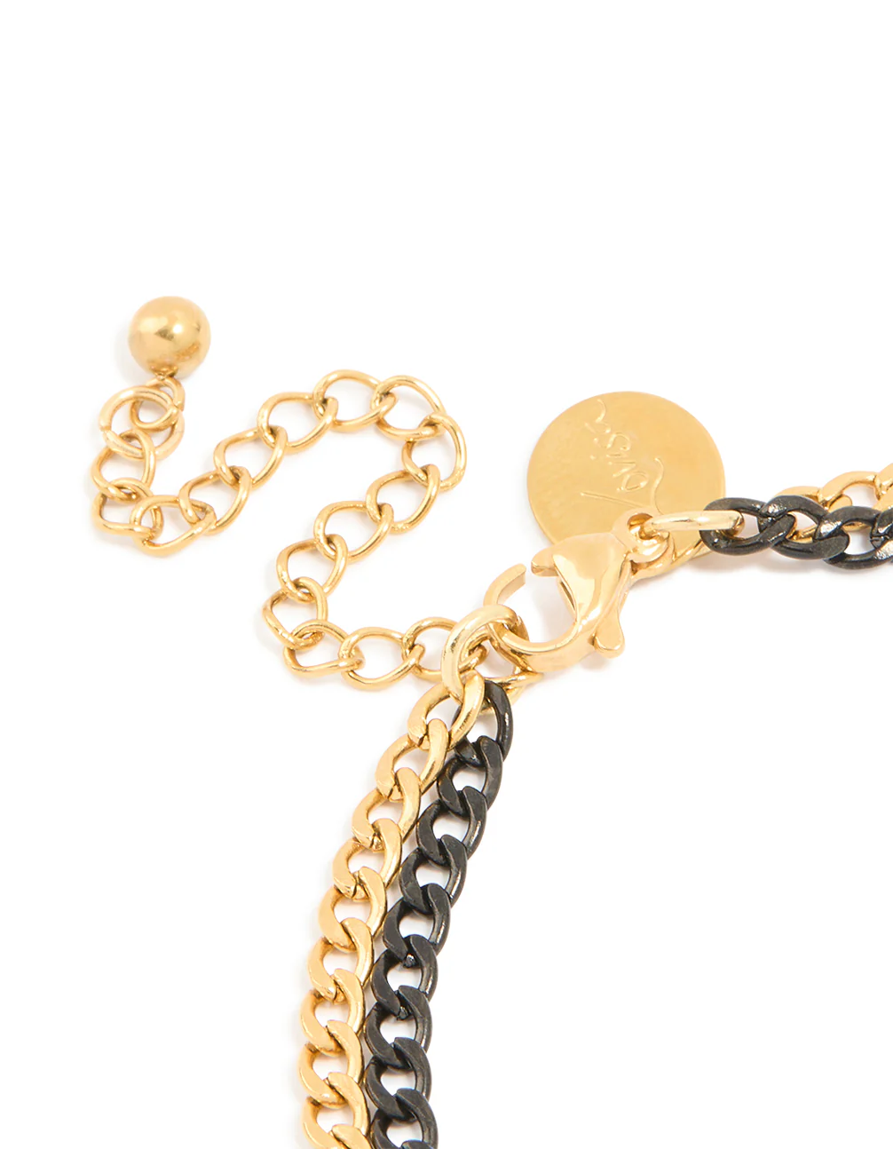 Mens Waterproof Gold Plated Stainless Steel & Black Coated Metal Double Chain Bracelet - Image 5