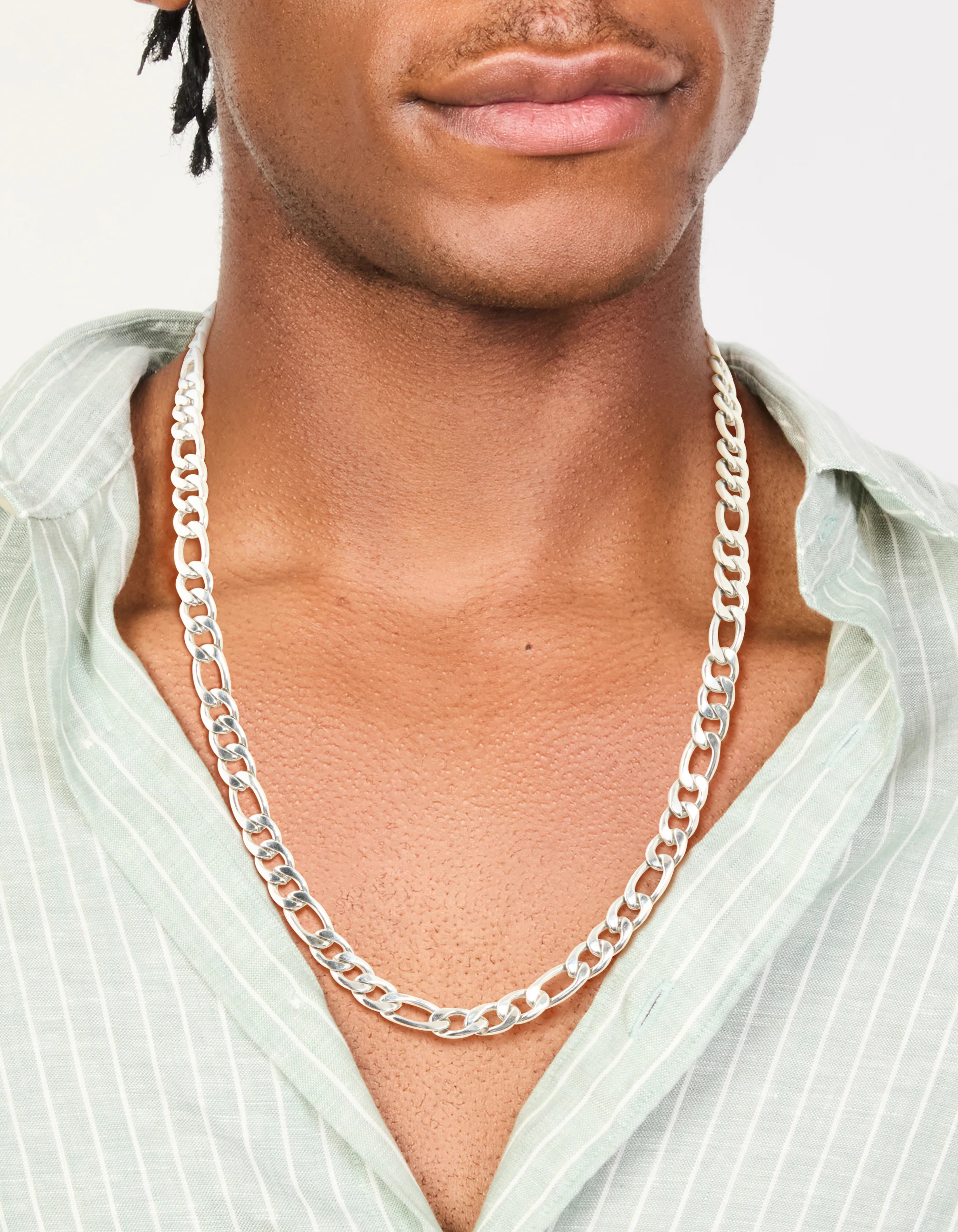 Mens Waterproof Stainless Steel Figaro Chain Necklace - Image 2