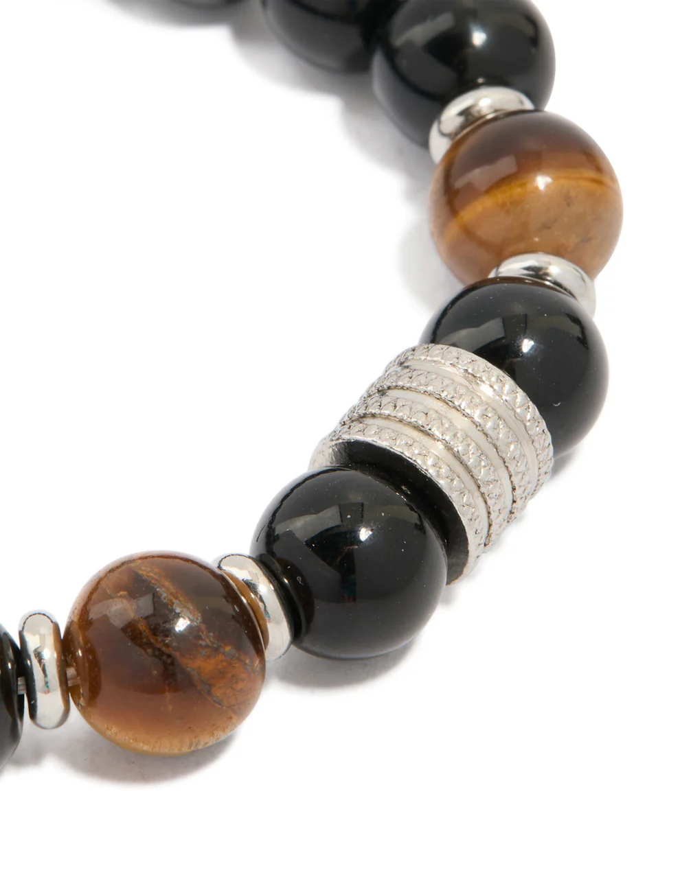 Mens Waterproof Stainless Steel Large Beaded Stretch Bracelet - Image 4