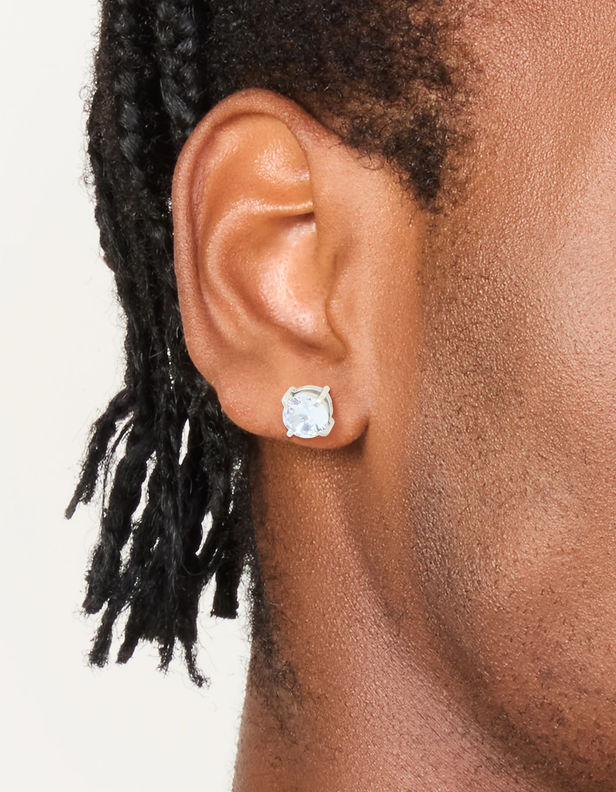 Mens Waterproof Stainless Steel Large Round Cubic Zirconia Stud Earrings - Image 2