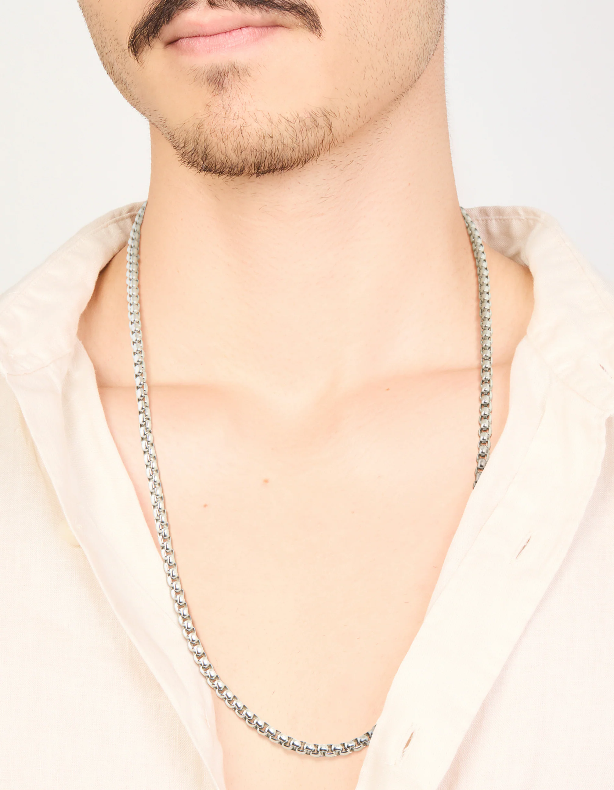 Mens Waterproof Stainless Steel Large Smooth Box Chain Necklace - Image 2