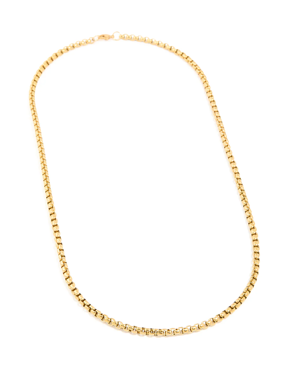 Mens Waterproof Gold Plated Stainless Steel Large Smooth Box Chain Necklace - Image 4