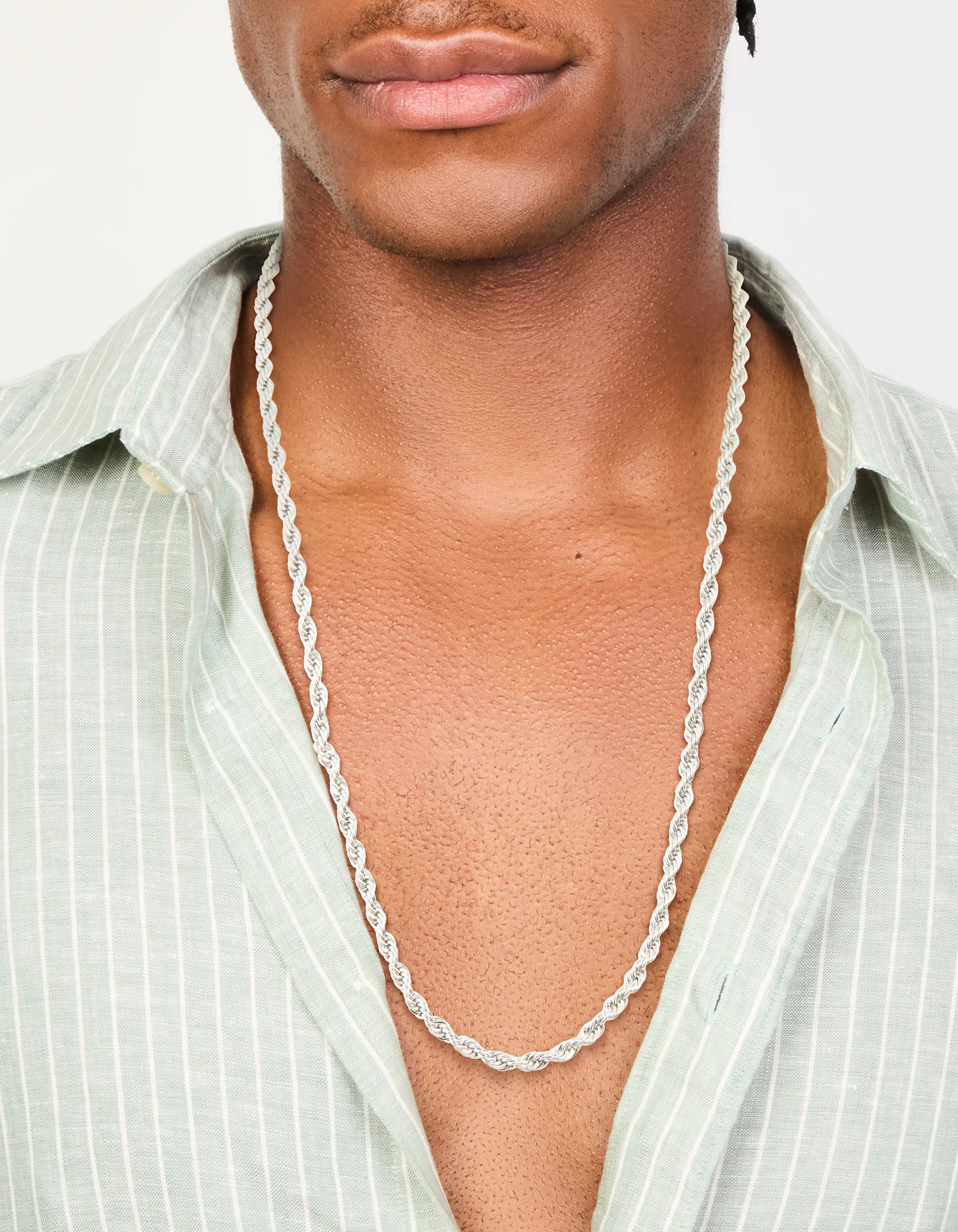 Mens Waterproof Stainless Steel Large Twist Chain Necklace - Image 2