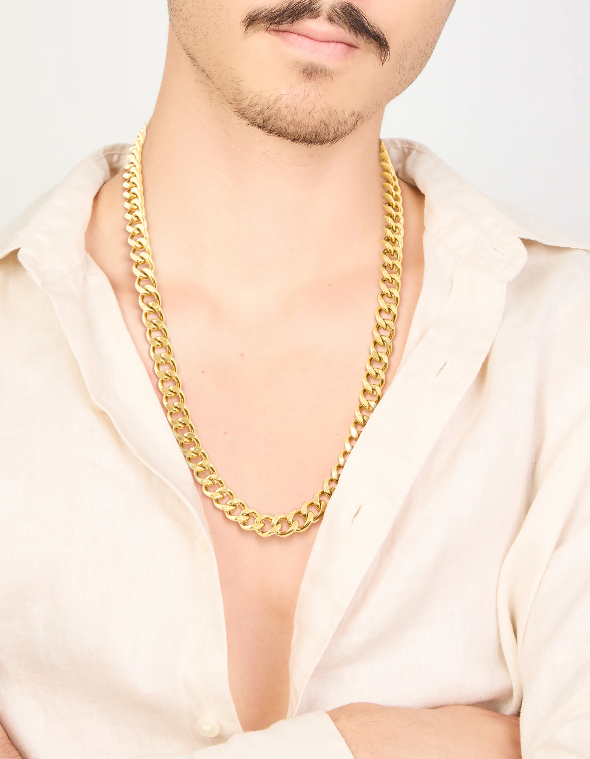 Mens Waterproof Gold Plated Stainless Steel Miami Cuban Link Necklace - Image 2
