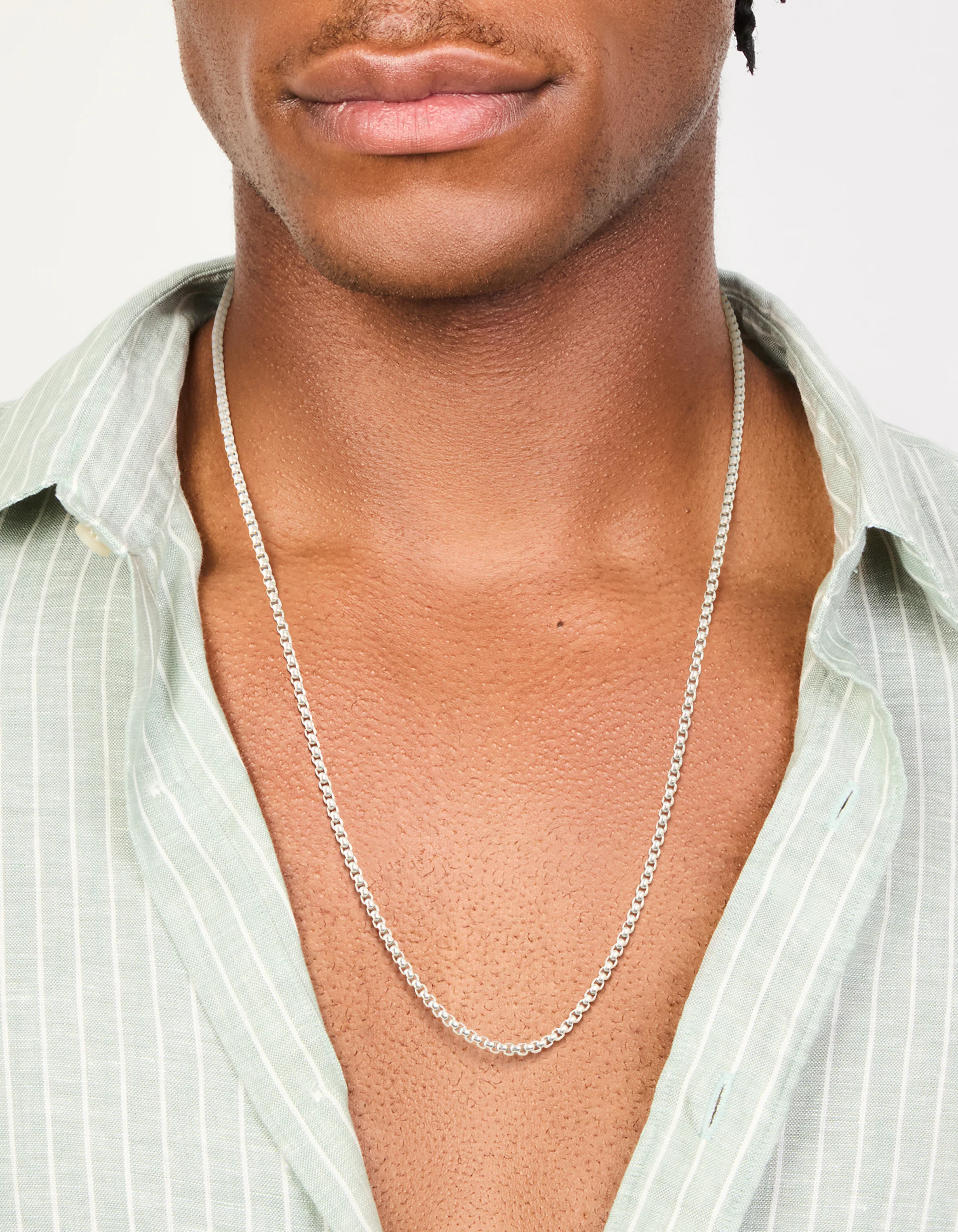 Mens Waterproof Stainless Steel Mini Box Chain Necklace - Image 2
