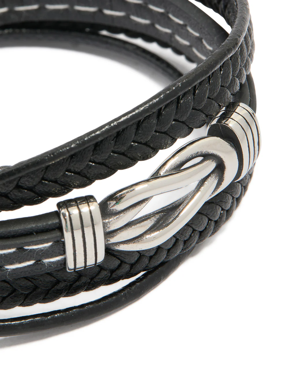 Mens Waterproof Stainless Steel Mixed Braid Detail Bracelet - Image 4