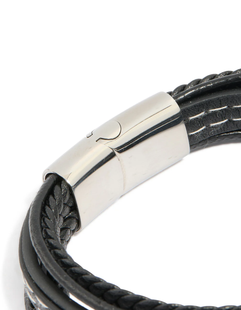 Mens Waterproof Stainless Steel Mixed Braid Detail Bracelet - Image 5