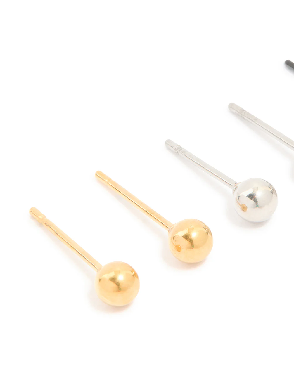 Mens Waterproof Stainless Steel Mixed Metal Ball Stud Earrings 3 Pack - Image 4