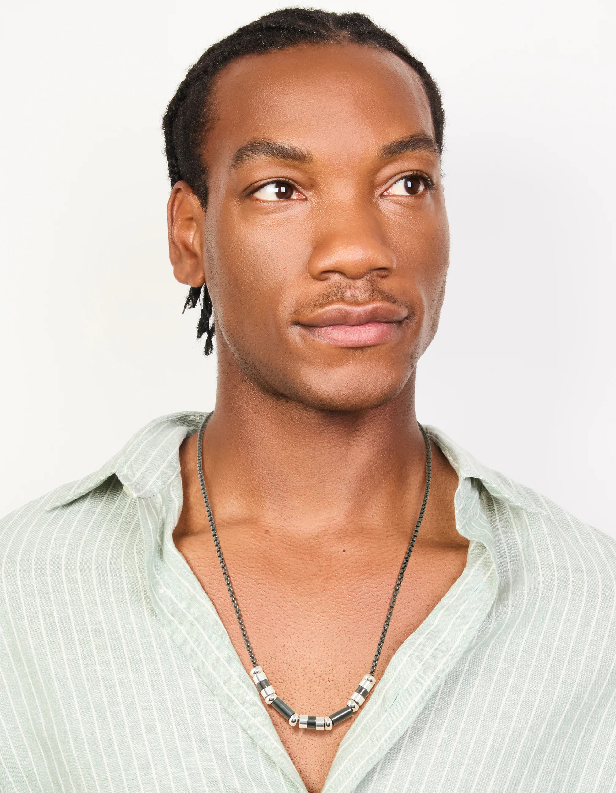 Mens Waterproof Stainless Steel Mixed Rondelle Necklace - Image 3