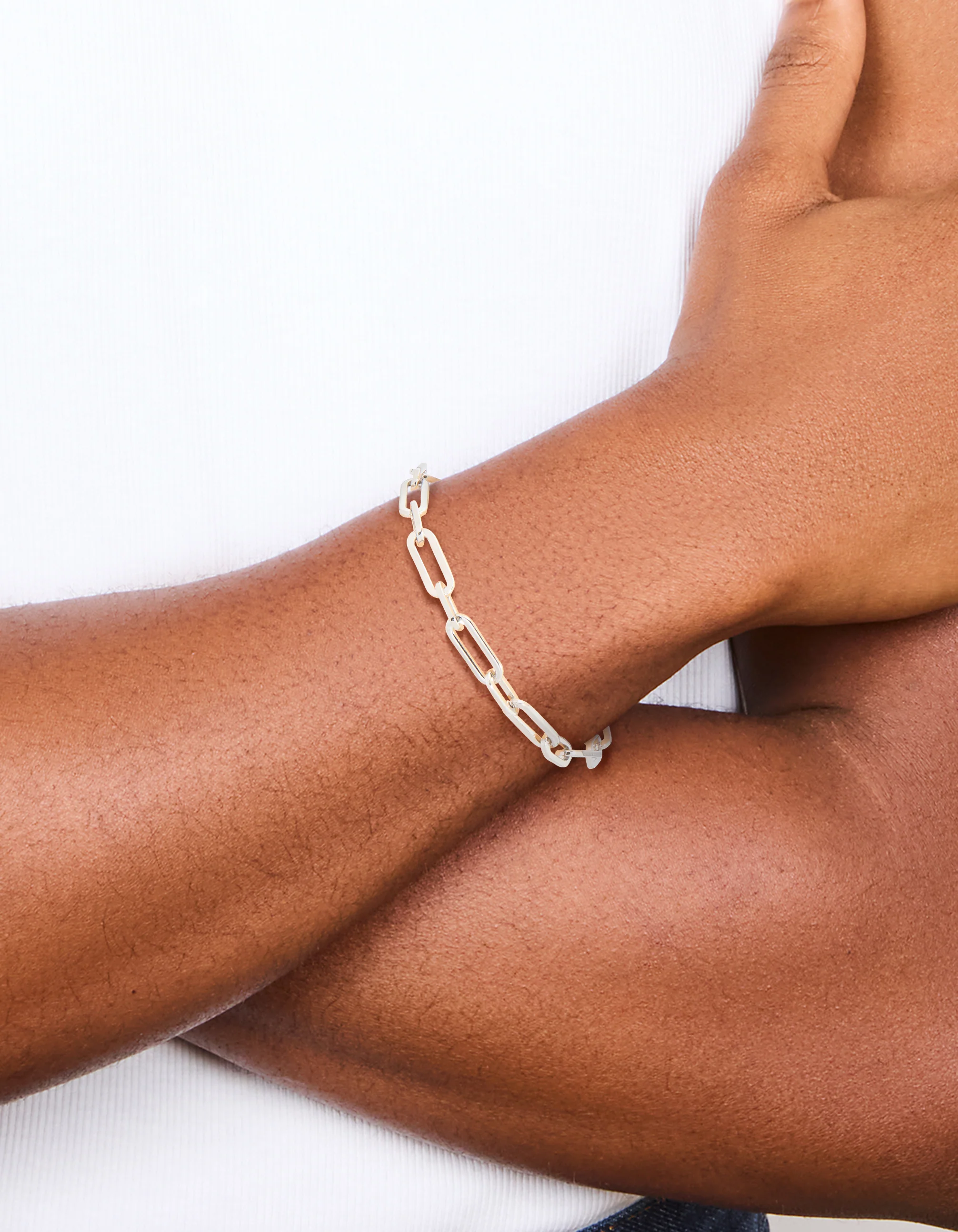 Mens Waterproof Stainless Steel Paperclip Chain Bracelet - Image 2