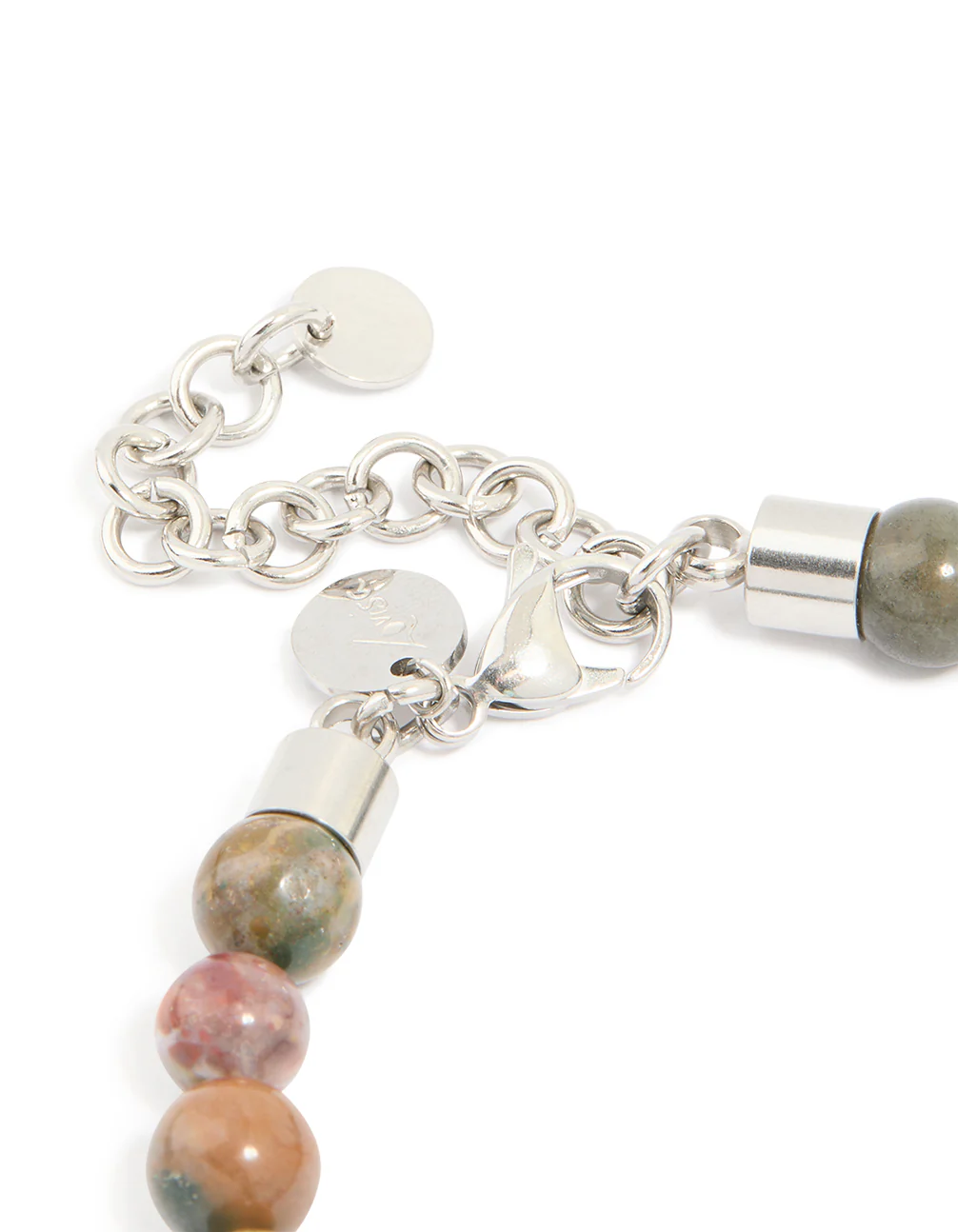 Mens Waterproof Stainless Steel Semi Precious Beaded Bracelet - Image 5