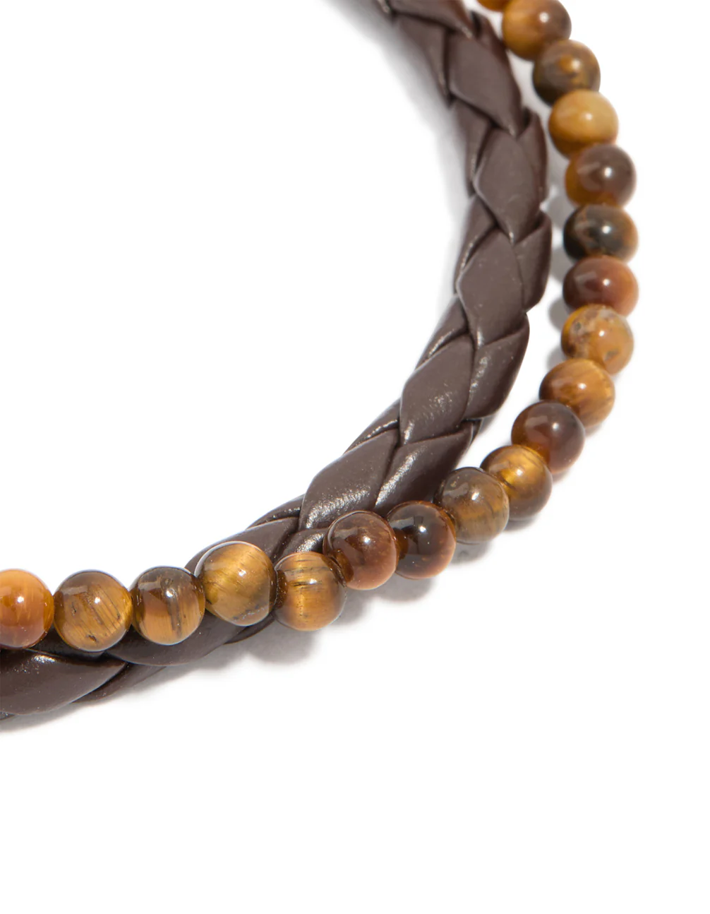 Mens Waterproof Stainless Steel Semi Precious Beaded & Braided Bracelet - Image 2