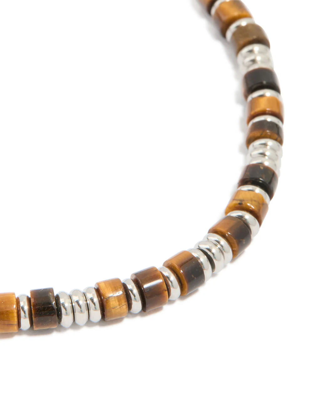 Mens Waterproof Stainless Steel Semi Precious Tiger's Eye Beaded Bracelet - Image 4