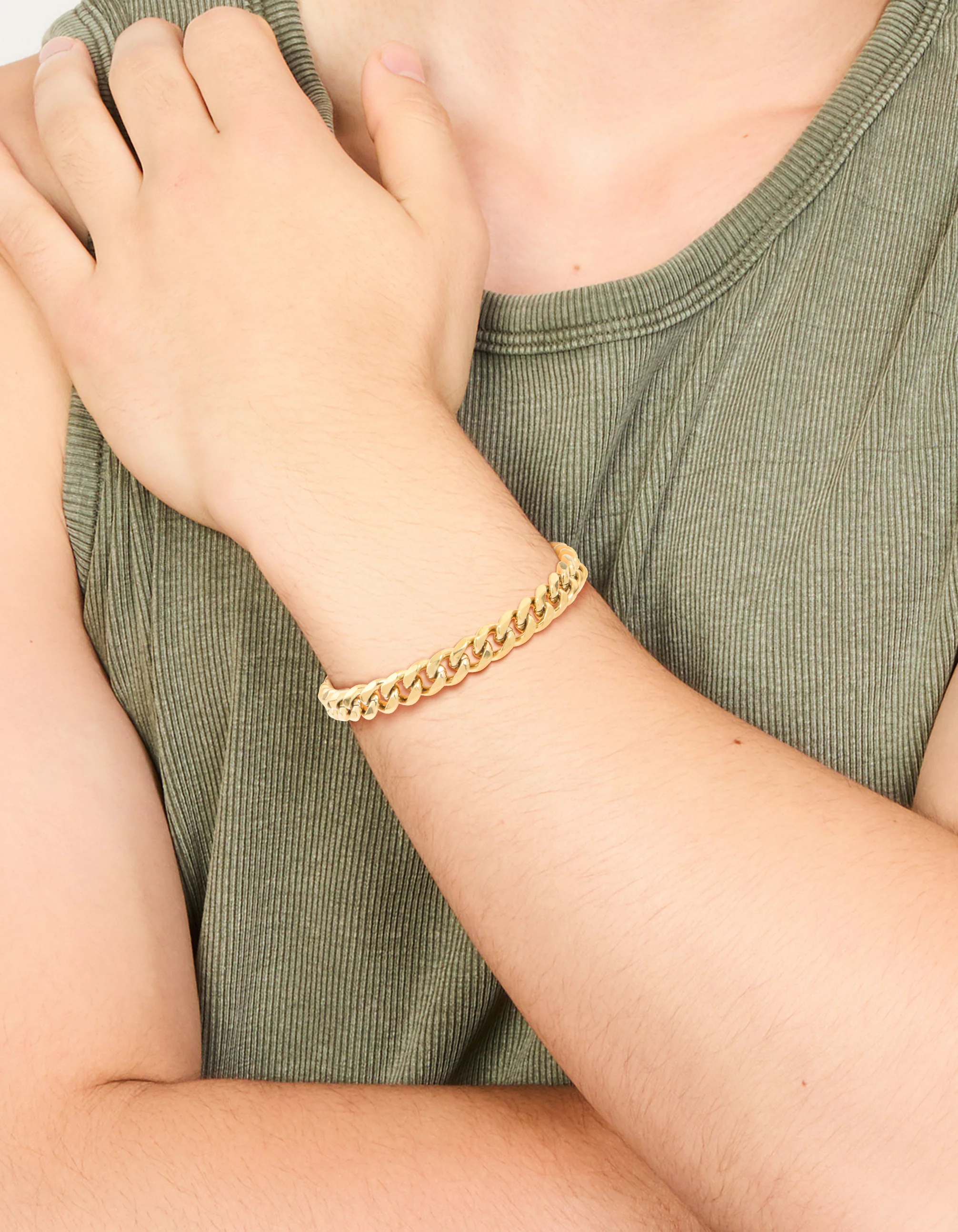 Mens Waterproof Gold Plated Stainless Steel Small Miami Cuban Link Bracelet - Image 2