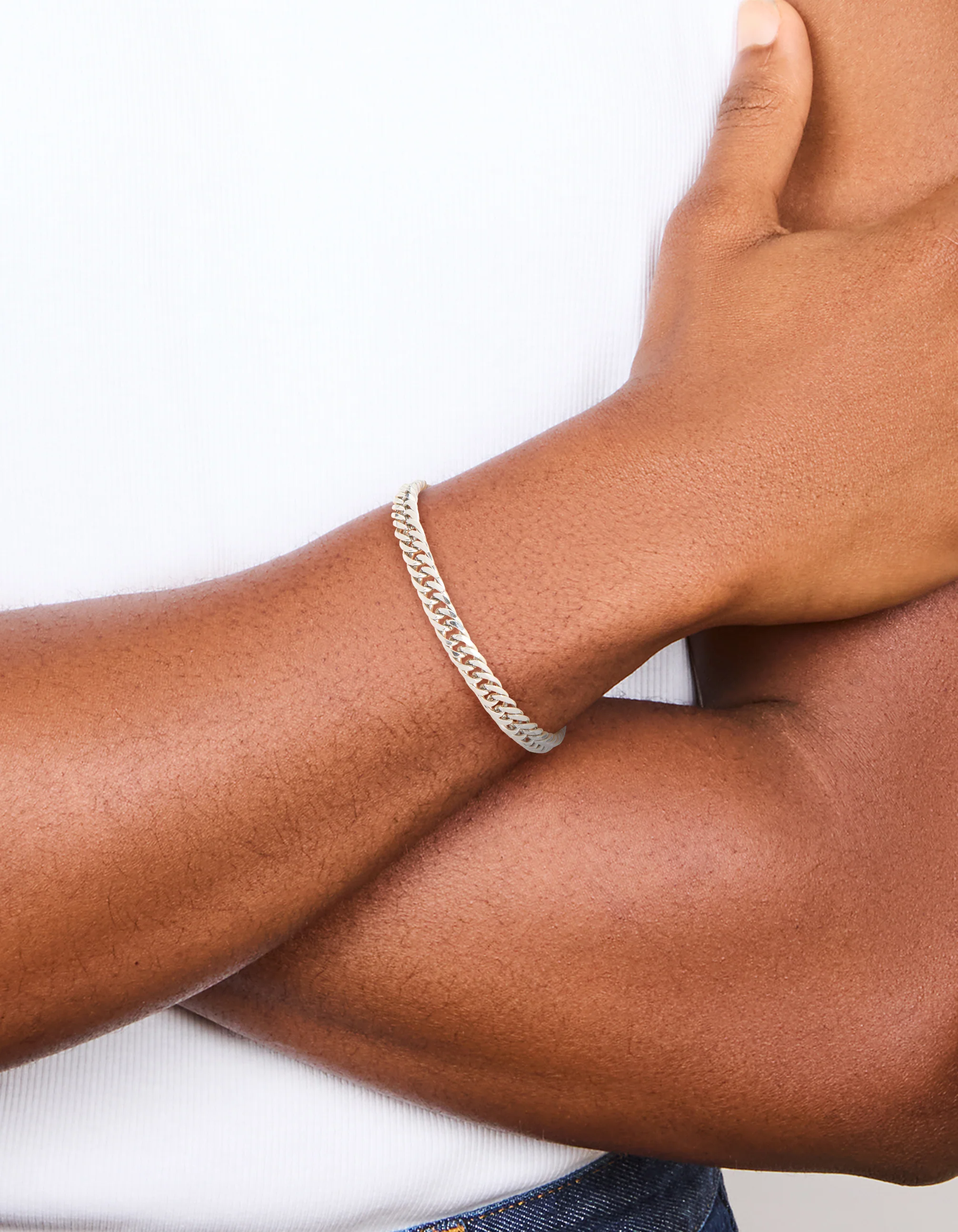 Mens Waterproof Stainless Steel Smooth Cuban Link Bracelet - Image 2