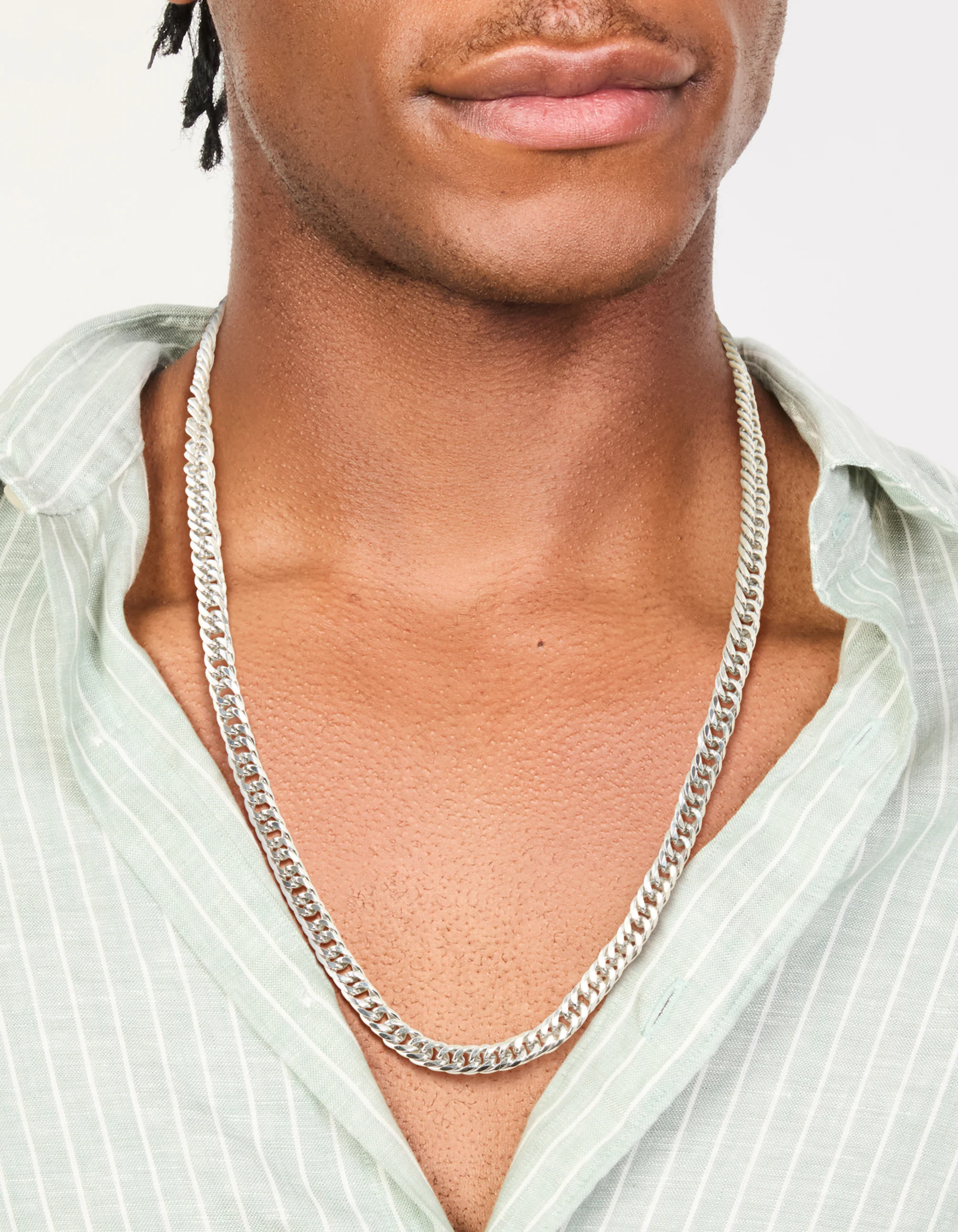 Mens Waterproof Stainless Steel Smooth Cuban Link Necklace - Image 2