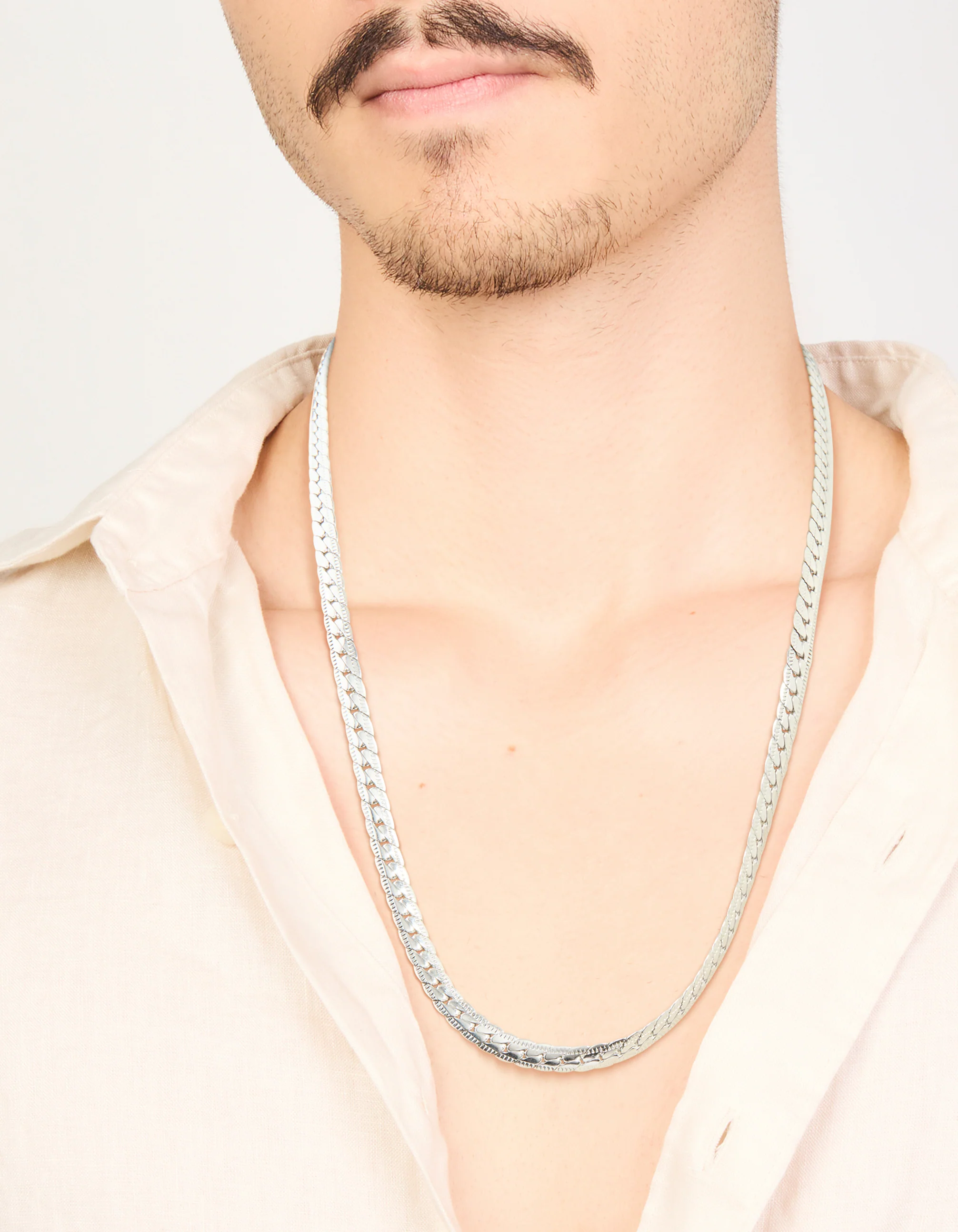 Mens Waterproof Stainless Steel Smooth Snake Chain Necklace - Image 2