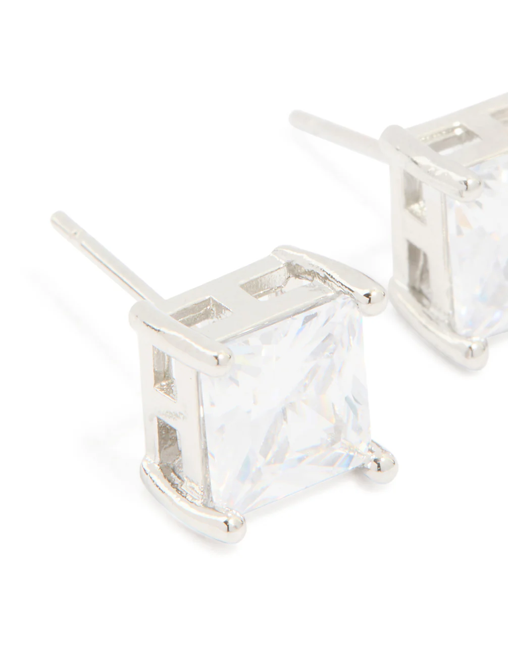 Mens Waterproof Stainless Steel Square Cubic Zirconia Stud Earrings - Image 4