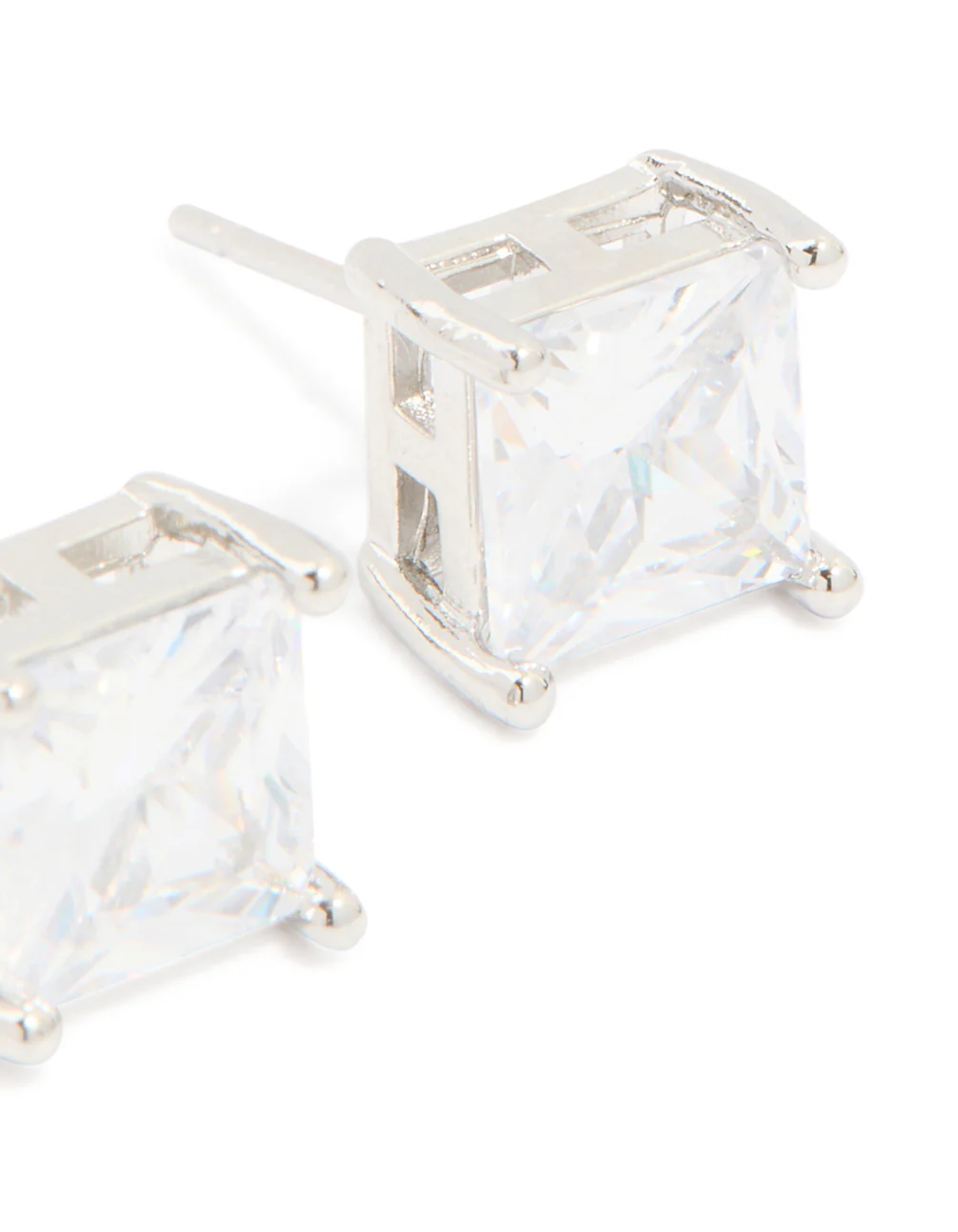 Mens Waterproof Stainless Steel Square Cubic Zirconia Stud Earrings - Image 5