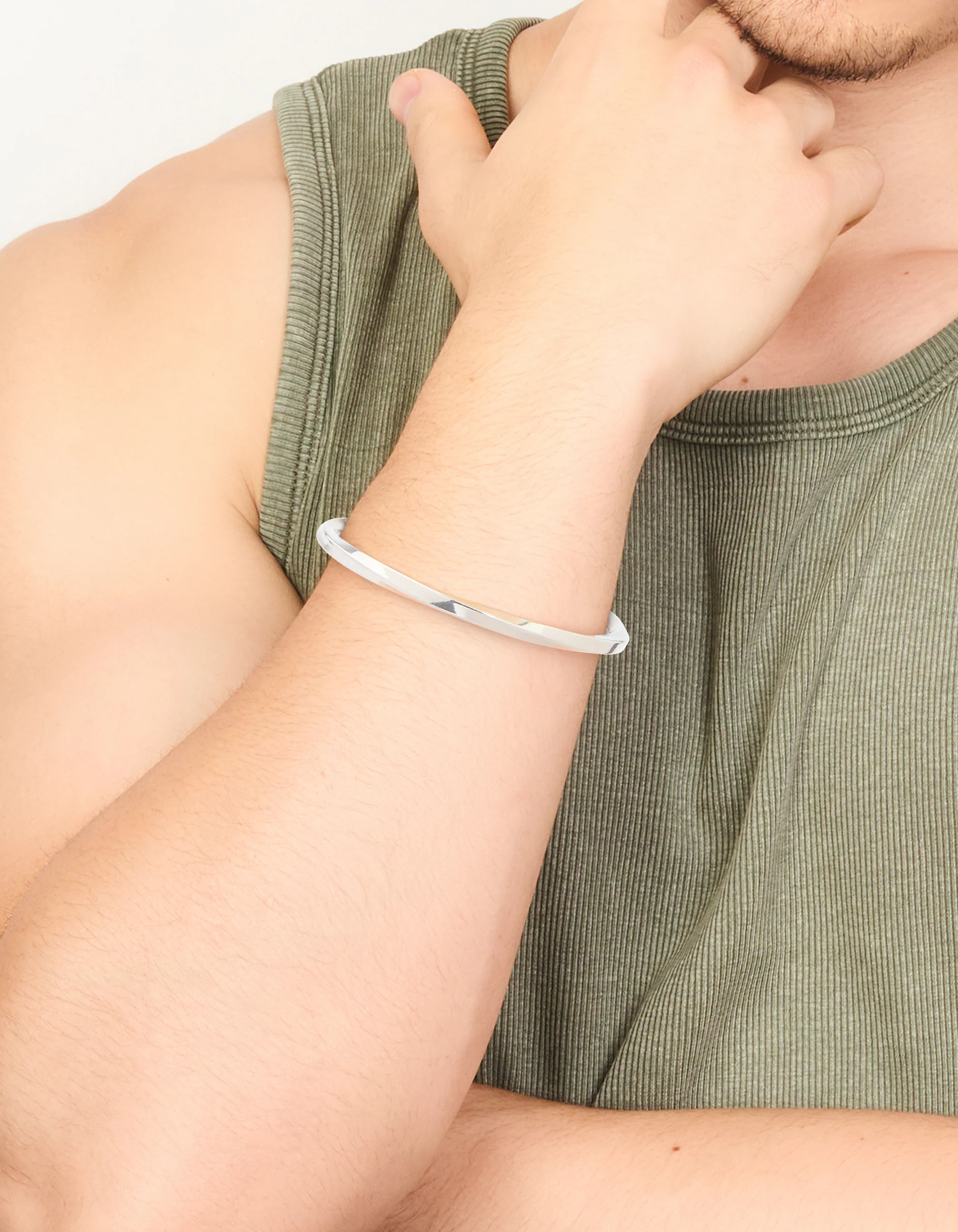 Mens Waterproof Stainless Steel Square Twist Wrist Cuff - Image 2