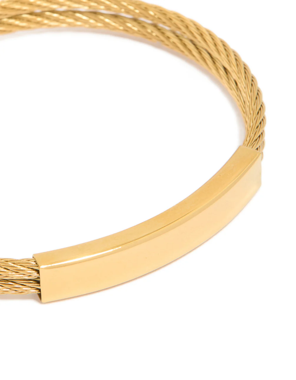 Mens Waterproof Gold Plated Stainless Steel Twin Wire Twist Wrist Cuff - Image 4