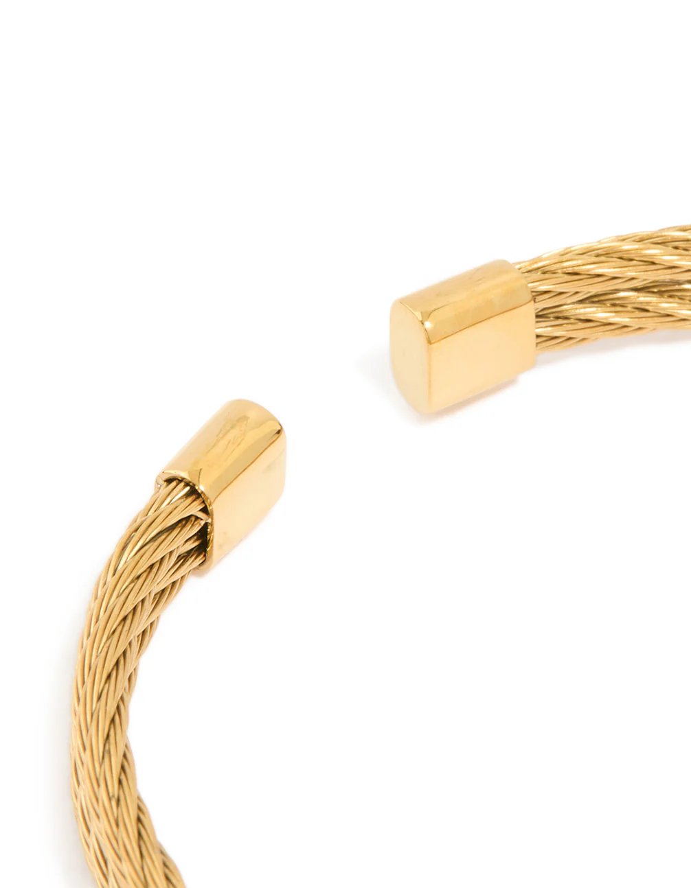 Mens Waterproof Gold Plated Stainless Steel Twin Wire Twist Wrist Cuff - Image 5