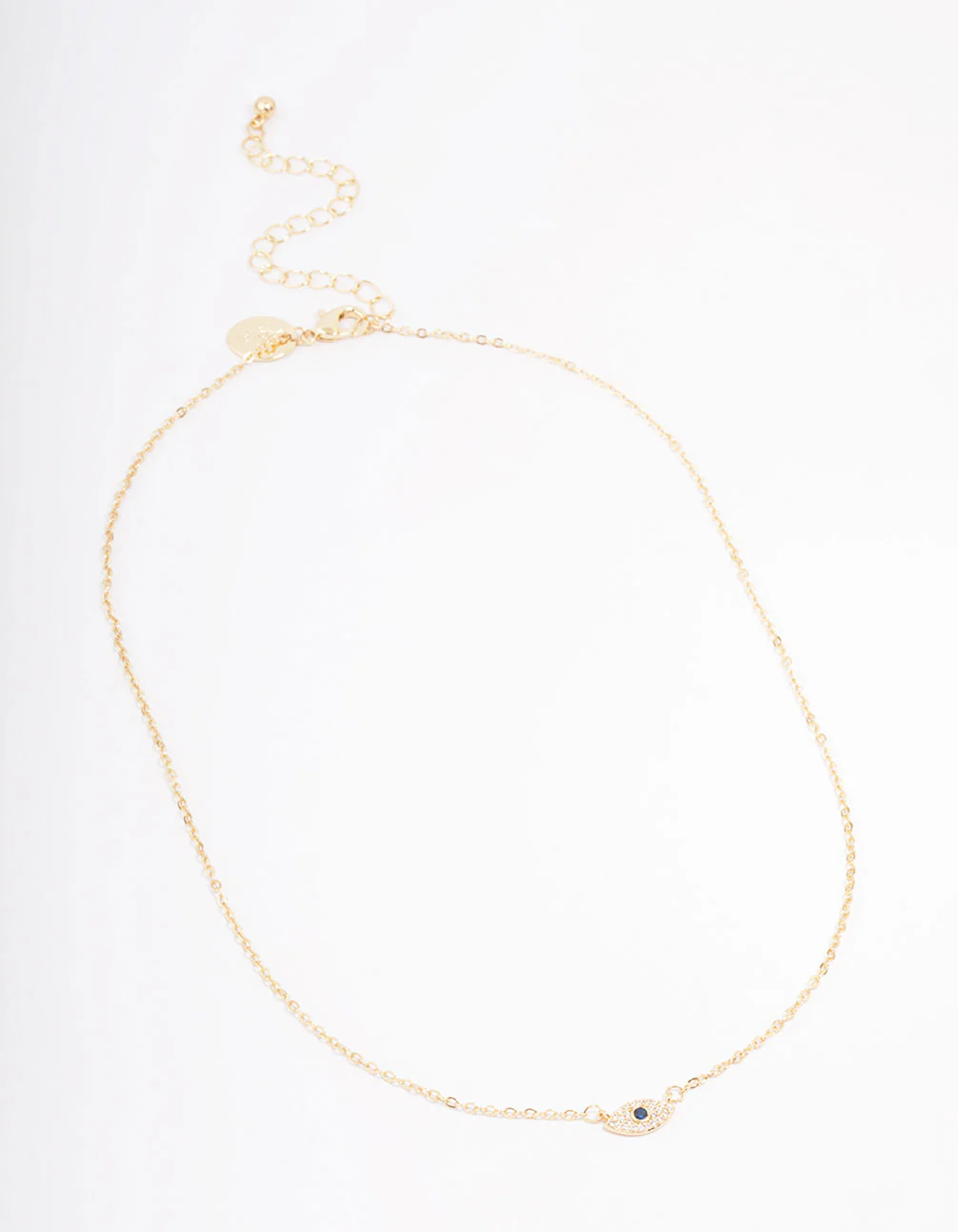 Gold Plated Cubic Zirconia Mini Evil Eye Pendant Necklace - Image 3