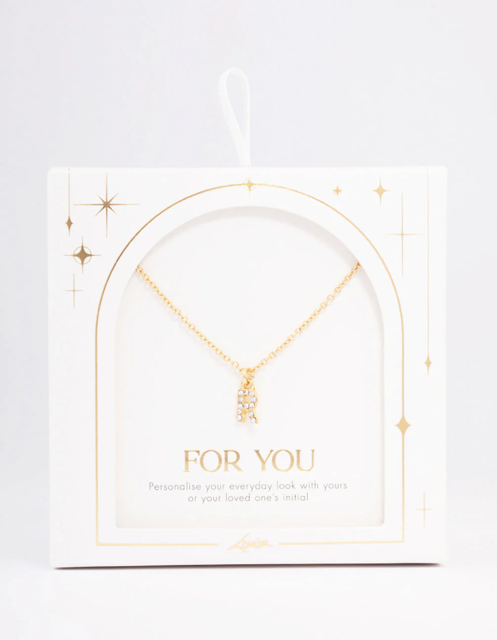 Gold Plated  Letter R Square Pendant Necklace - Image 2